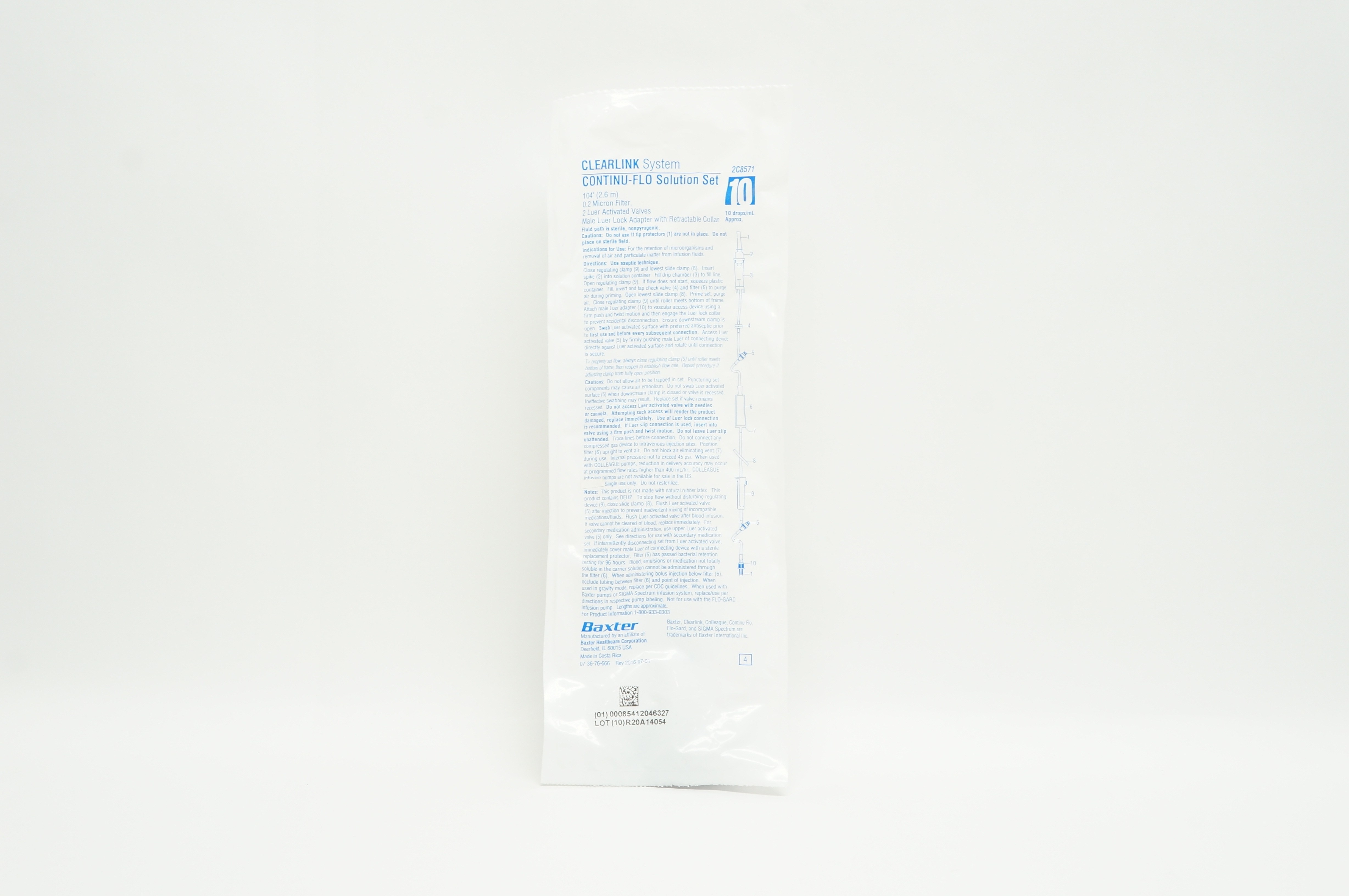 Baxter 2C8571 Clearlink System Continu-Flo Solution Set 10drops/ml 104inch