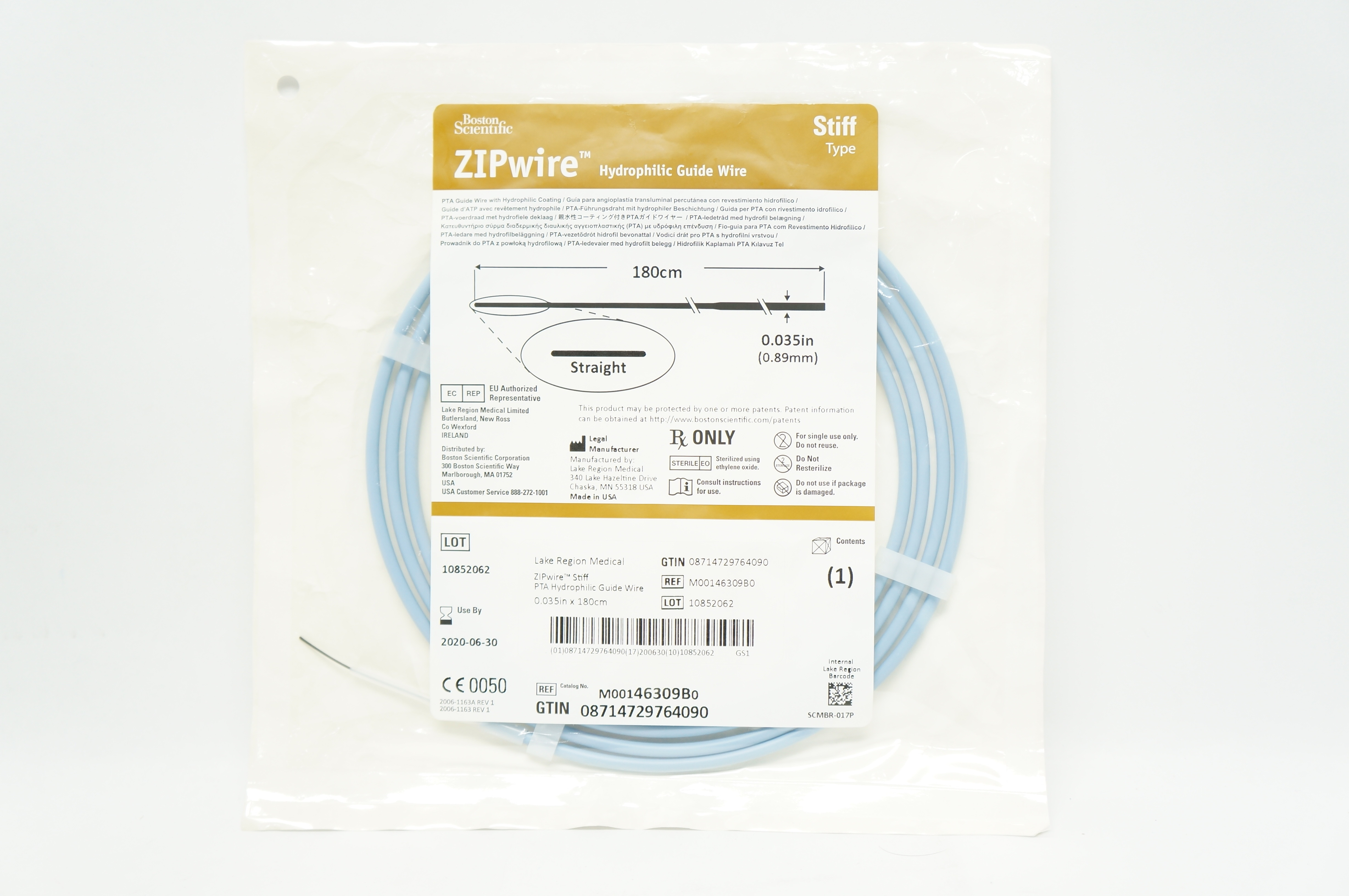 Boston Scientific M00146309B0 ZIPwire Hydrophilic Guide Wire 0.035in. x 180 cm (x)