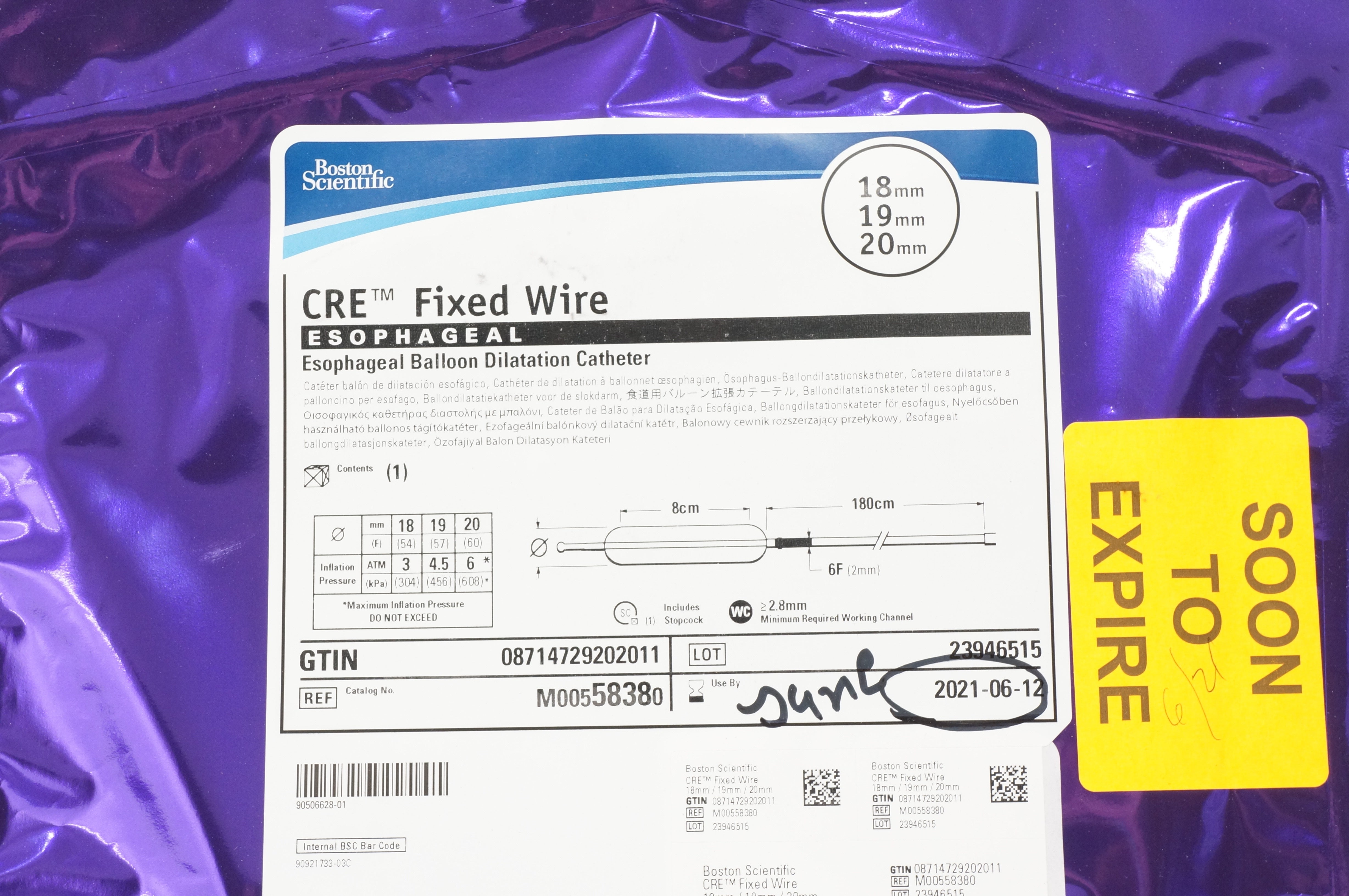 Boston Scientific M00558380 CRE Esophageal Balloon Dilatation Cath