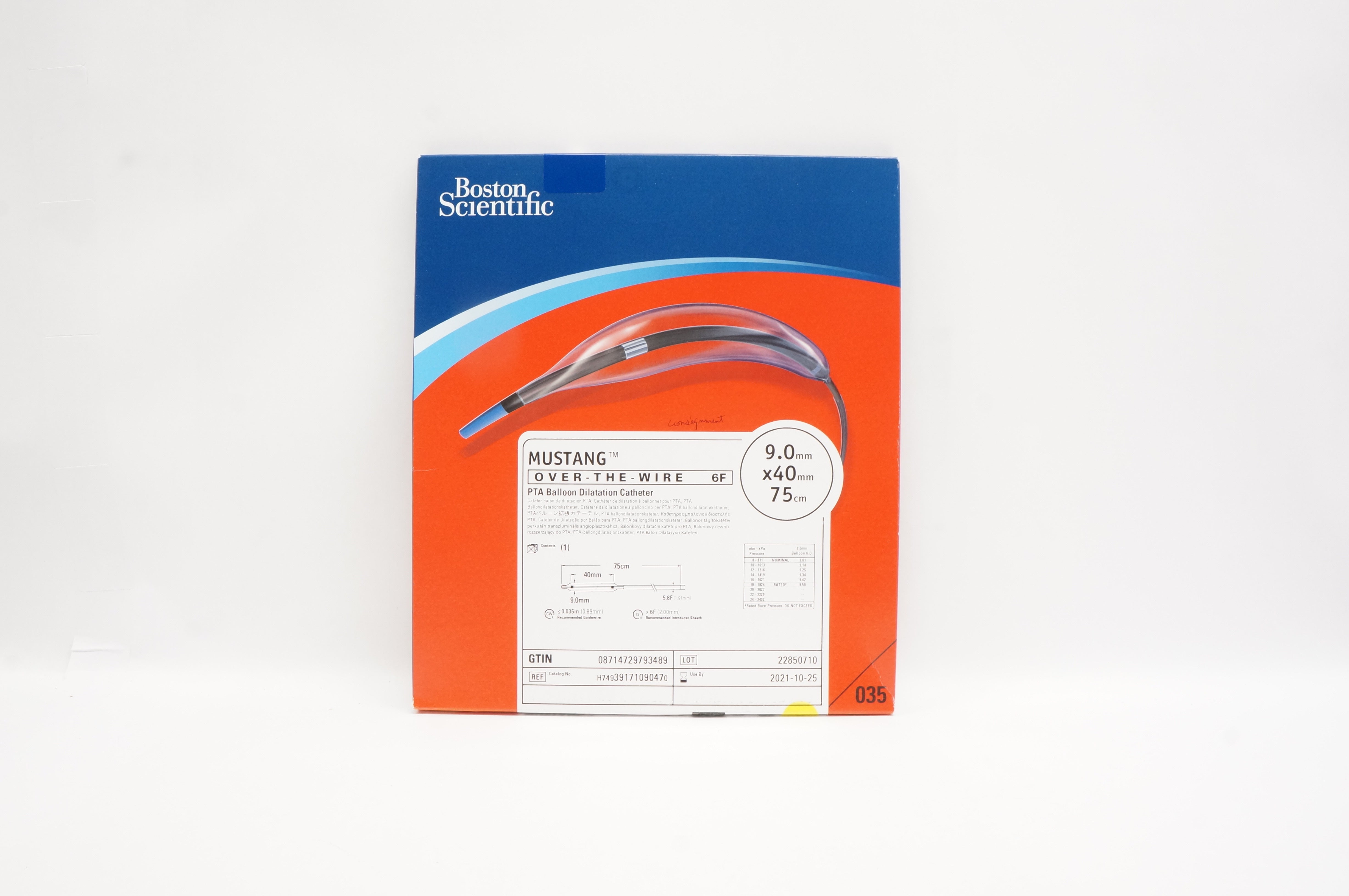 Boston Scientific 3917109047 Mustang PTA Balloon Dilatation 9.0x40mmx75cm(x)