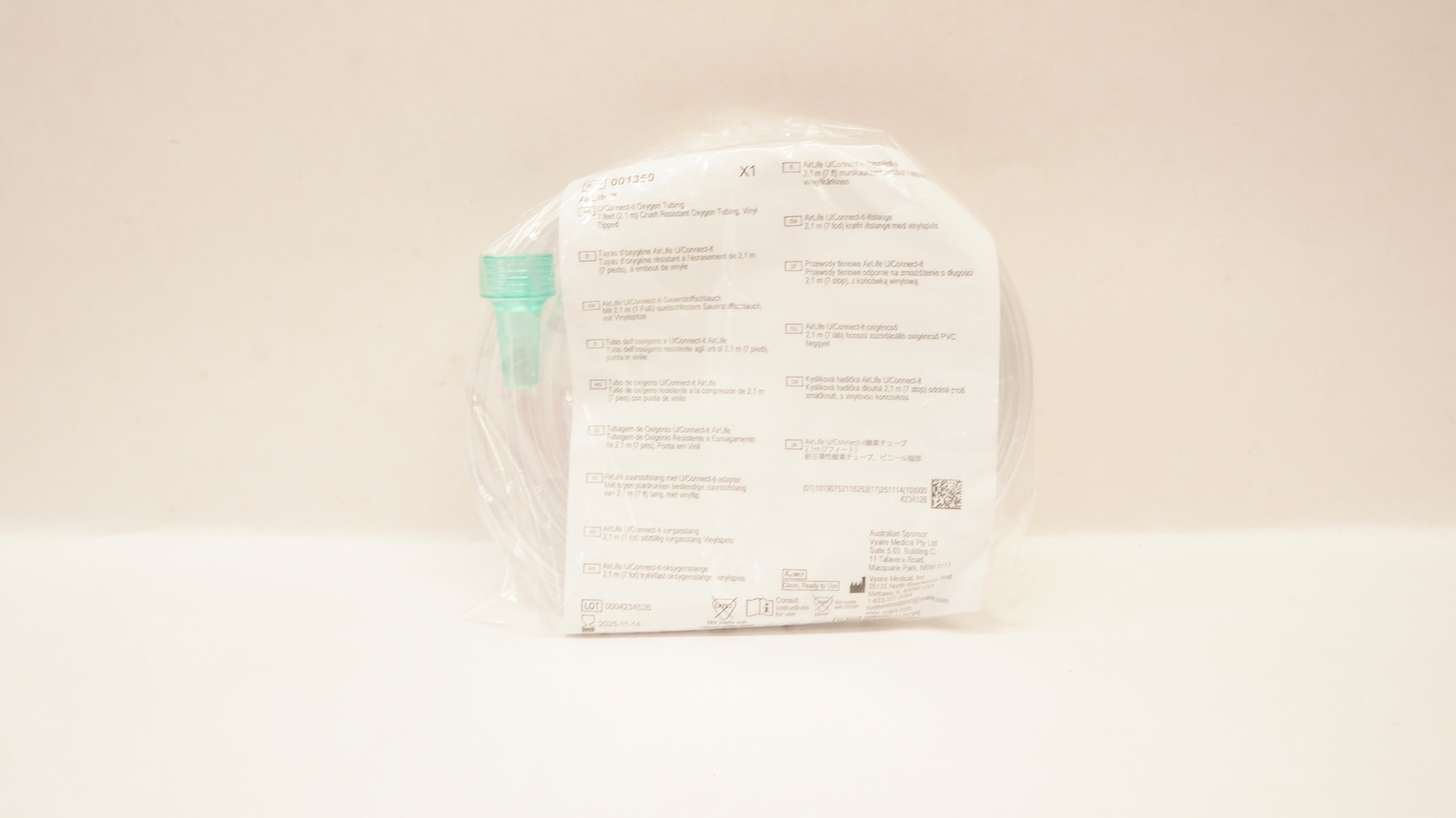 Vyaire 001350 AirLife U/Connect-it Crush Resistant Oxygen Tubing 7feet