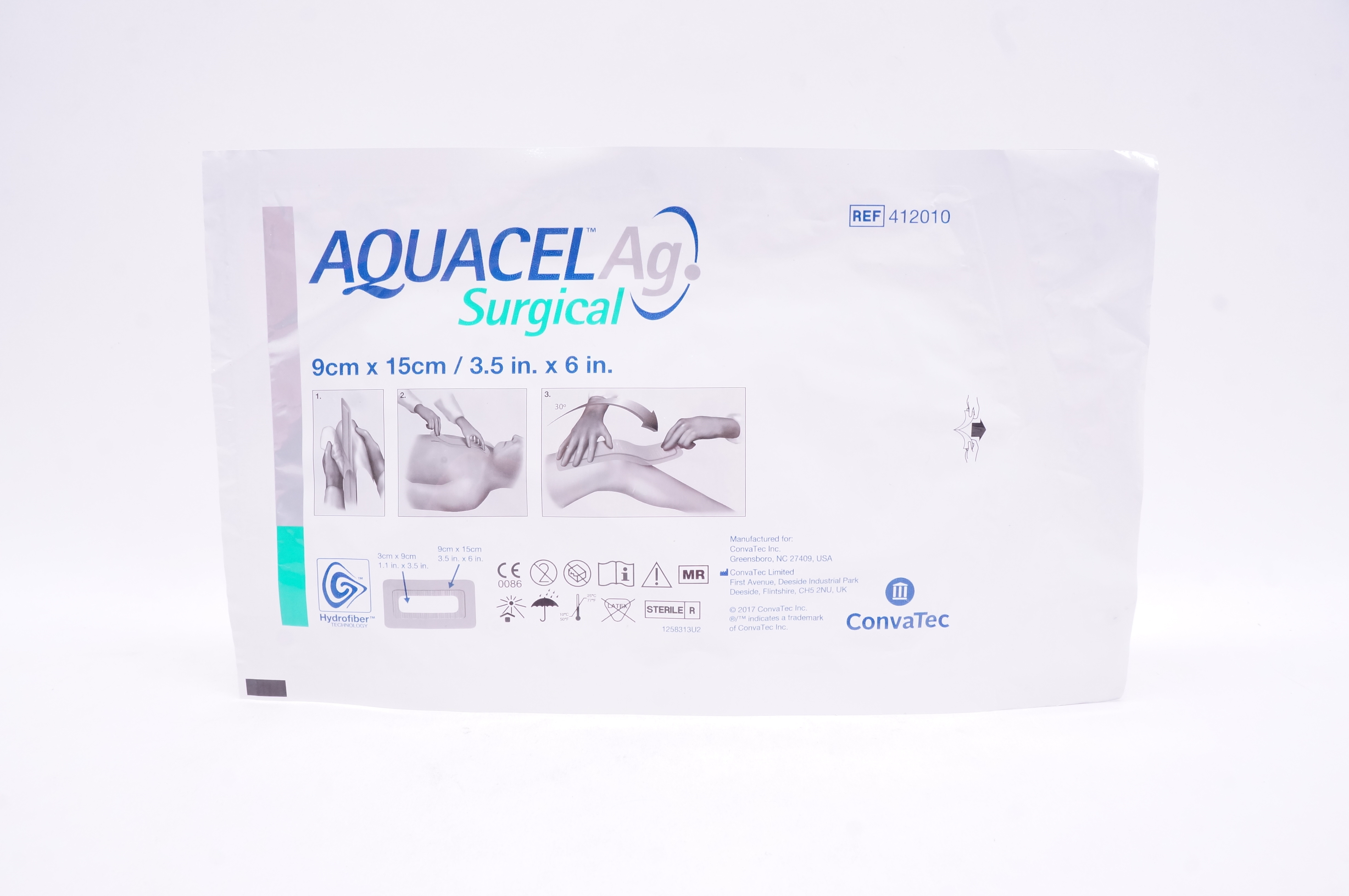 ConvaTec 412010 AquacelAg Surgical Cover Dressing Sterile 3.5 inch x 6 inch (x)