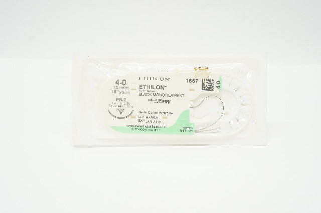 Ethicon 1667 4-0 ETHILON Nylon Stre PS-2 19mm 3/8c Reverse Cutting, 18inch (x)