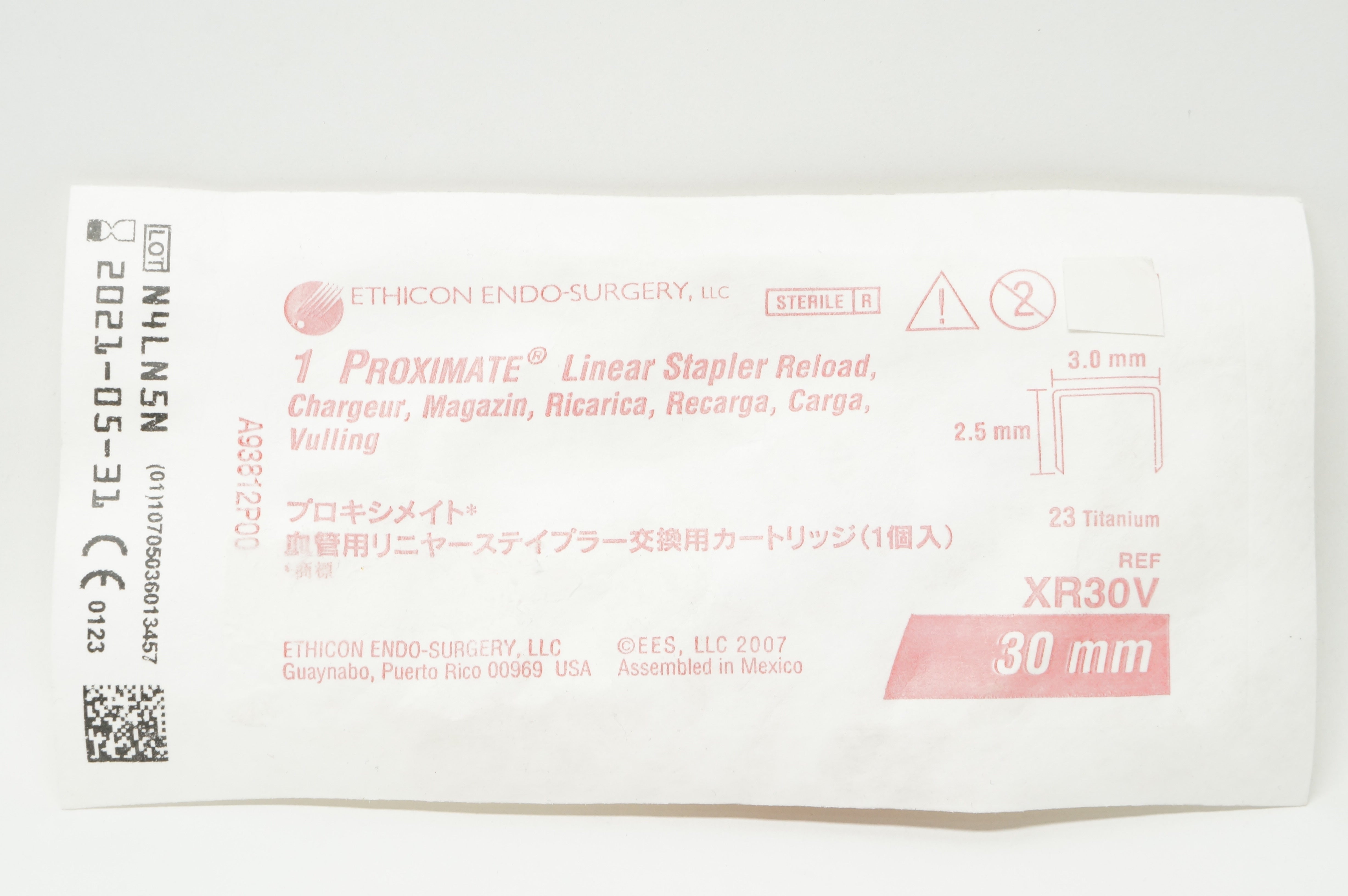 Ethicon XR30V 1 Proximate 23Titanium Linear Stapler Reload 30mm 2.5 x 3.0mm (x)