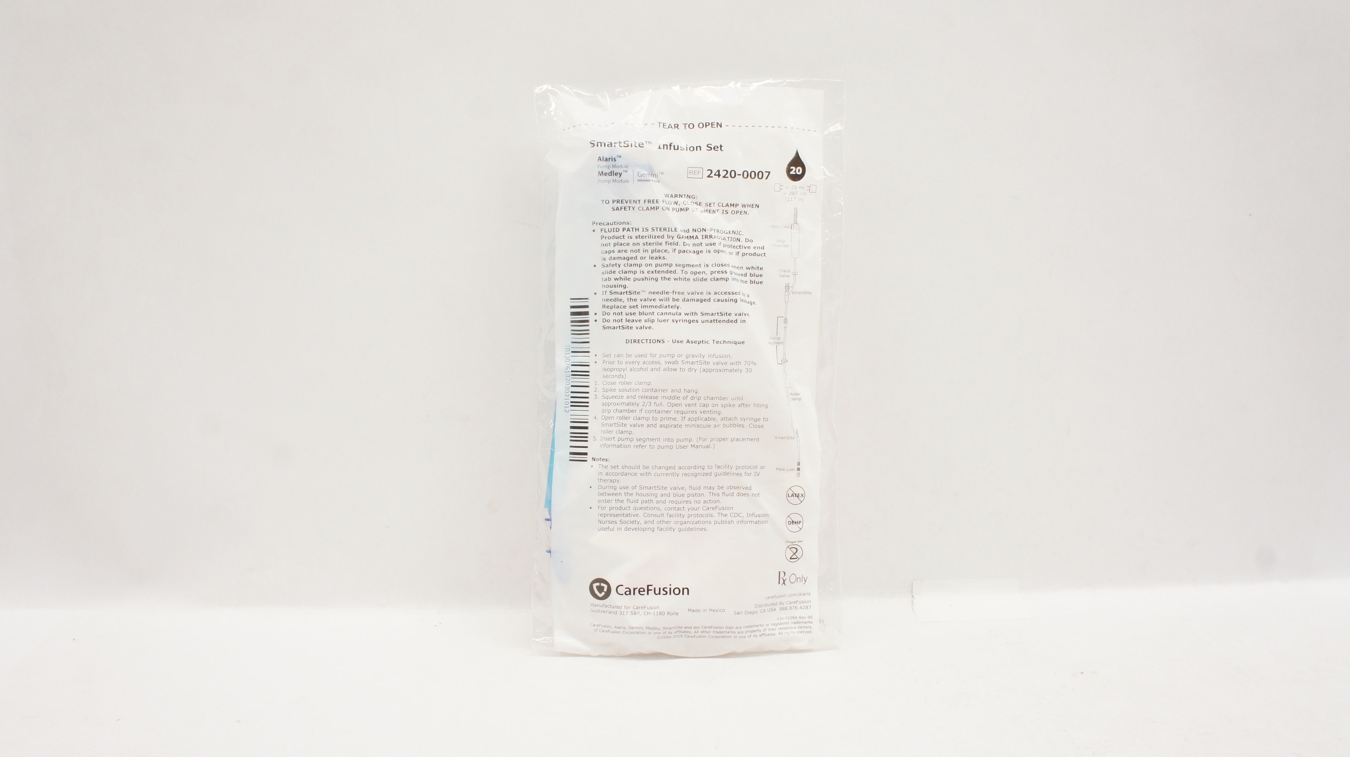 CareFusion 2420-0007 SmartSite Infusion Set 20 Drops, 25ml x 117inch (x)