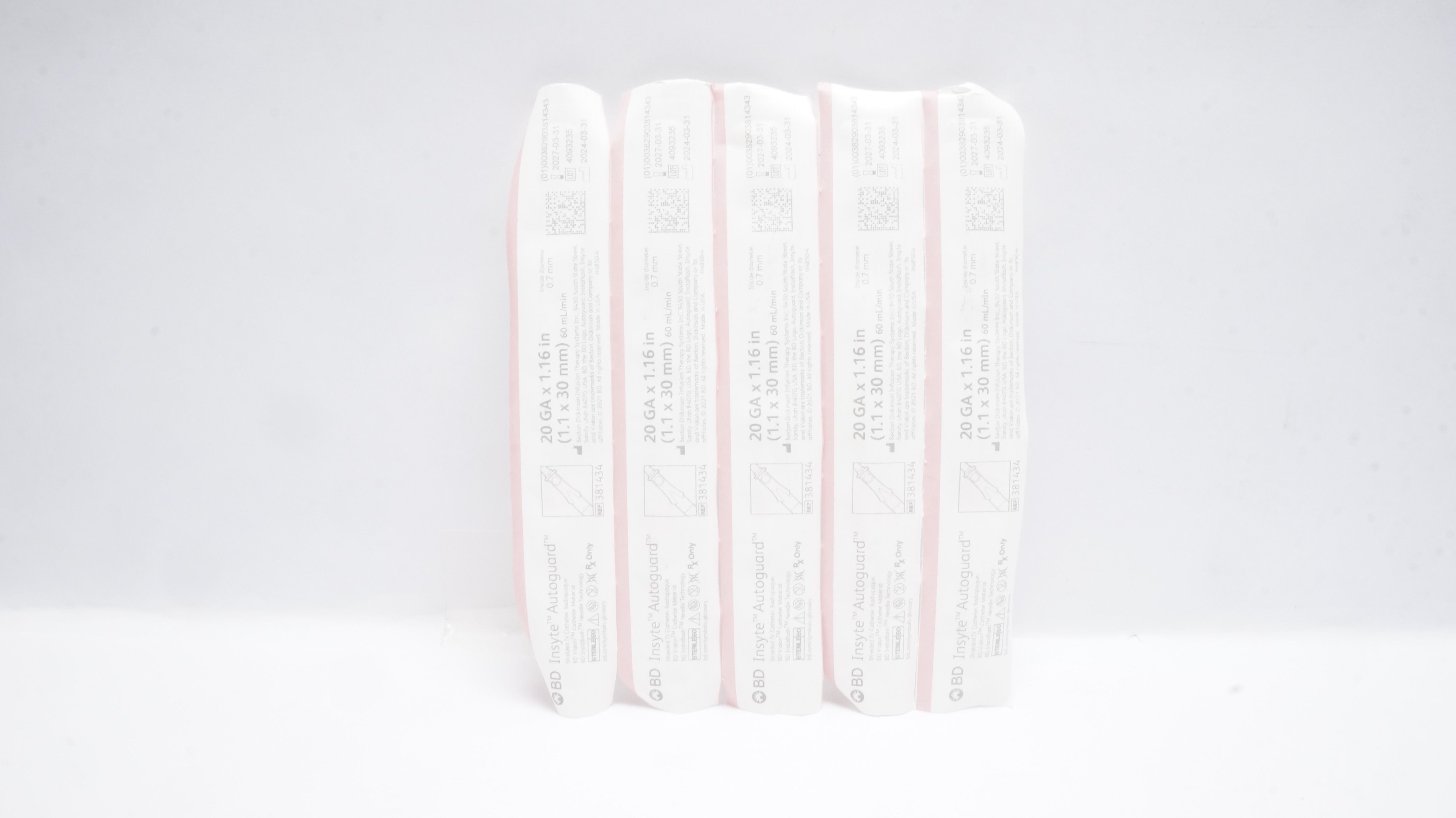 BD 381434 Insyte Autoguard Shielded IV Cath. 20Ga x 1.16inch 60ml/min - Lot of 5