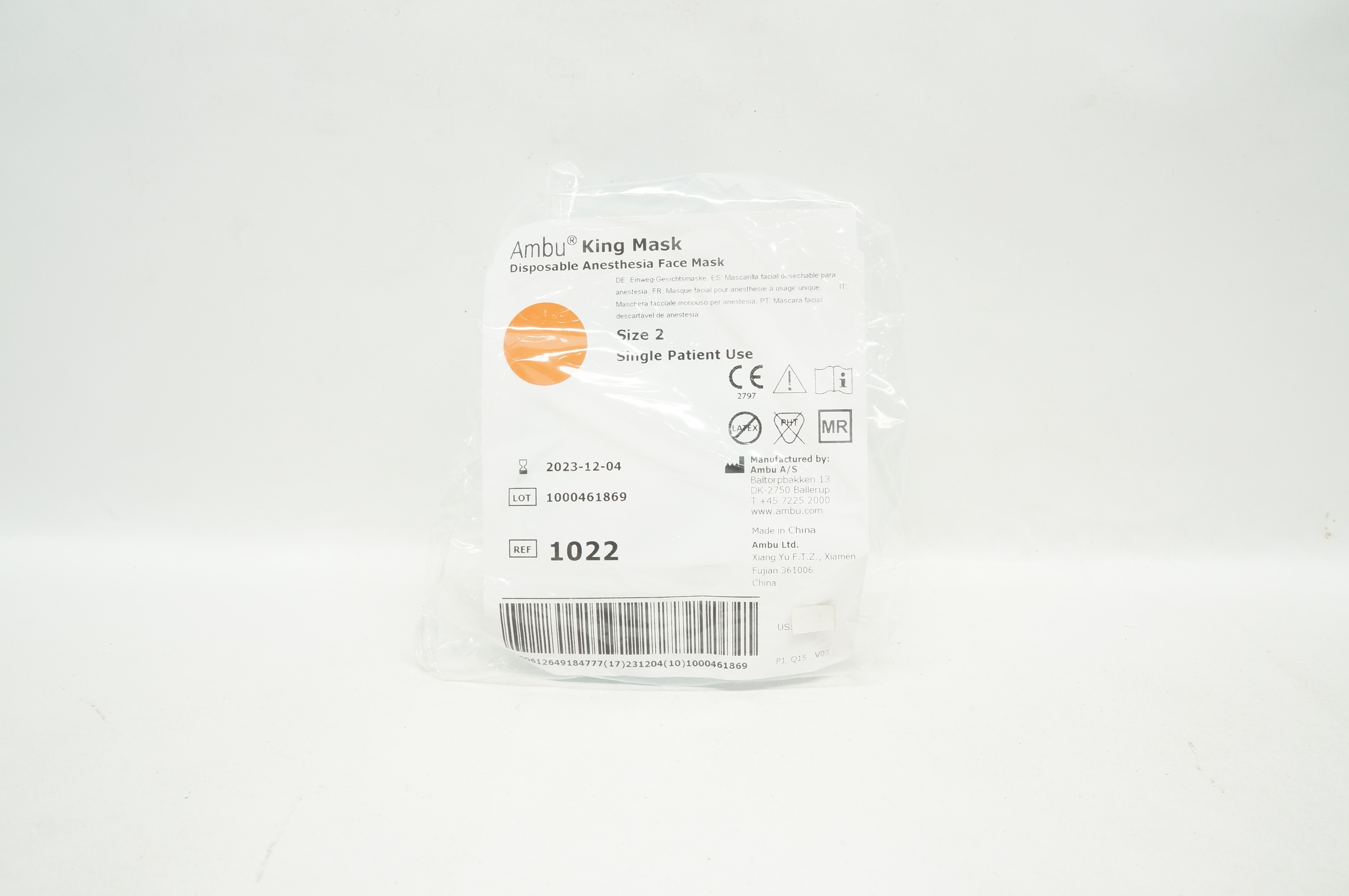 AMBU 1022 King Mask Disposable Anesthesia Face Mask, Size 2
