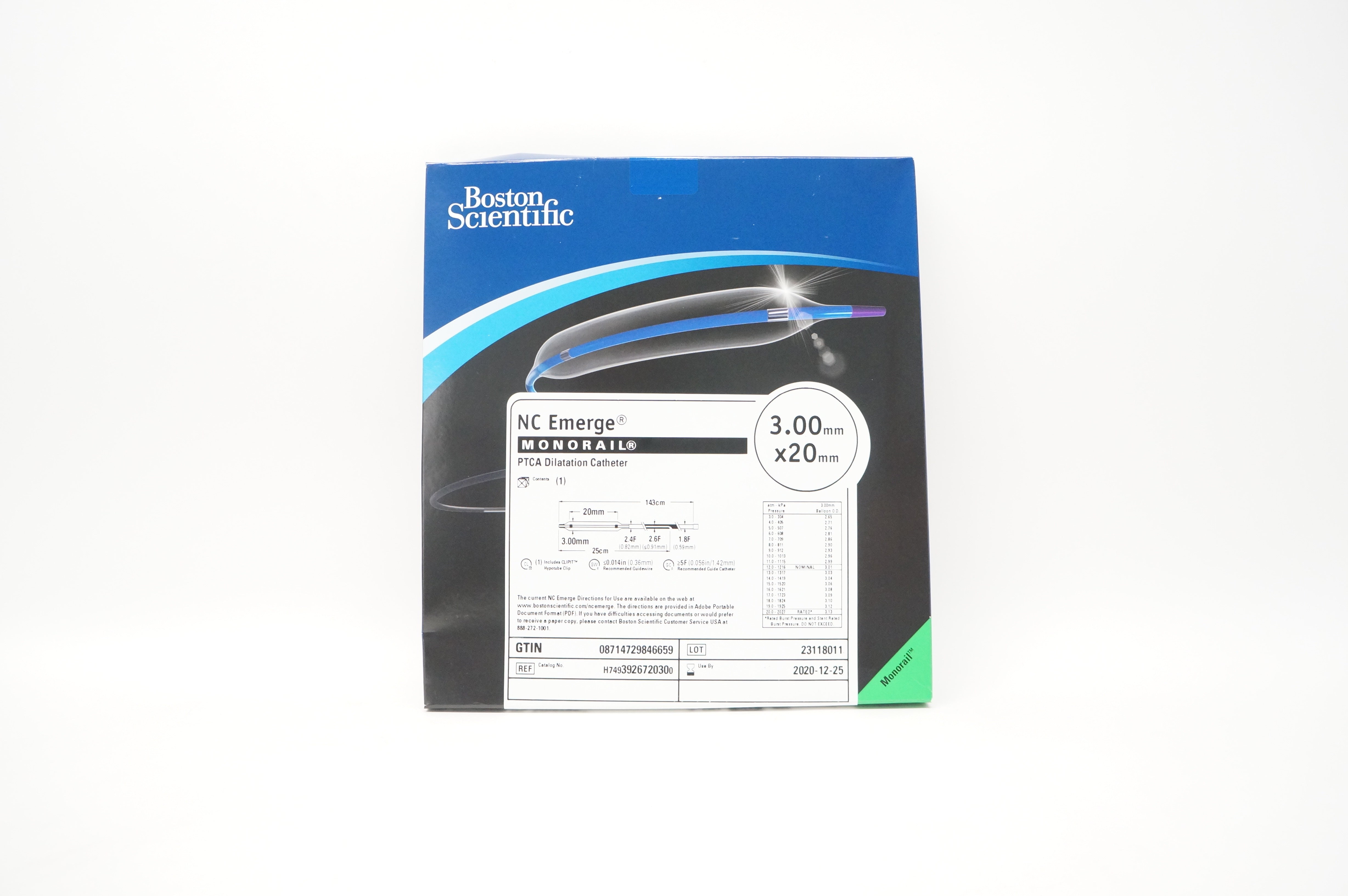 Boston Scientific H7493926720300 Monorail PTCA Dilatation Cath. 3.00 x 20mm (x)