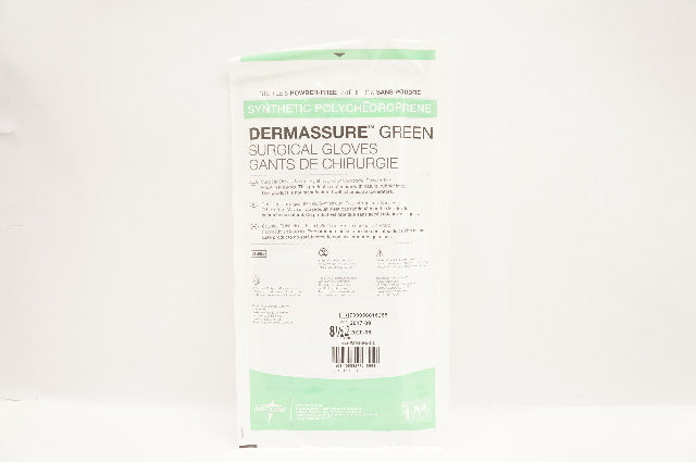 Medline MSG6585 Dermassure Green Surgical Gloves Size 8 1/2 (x)