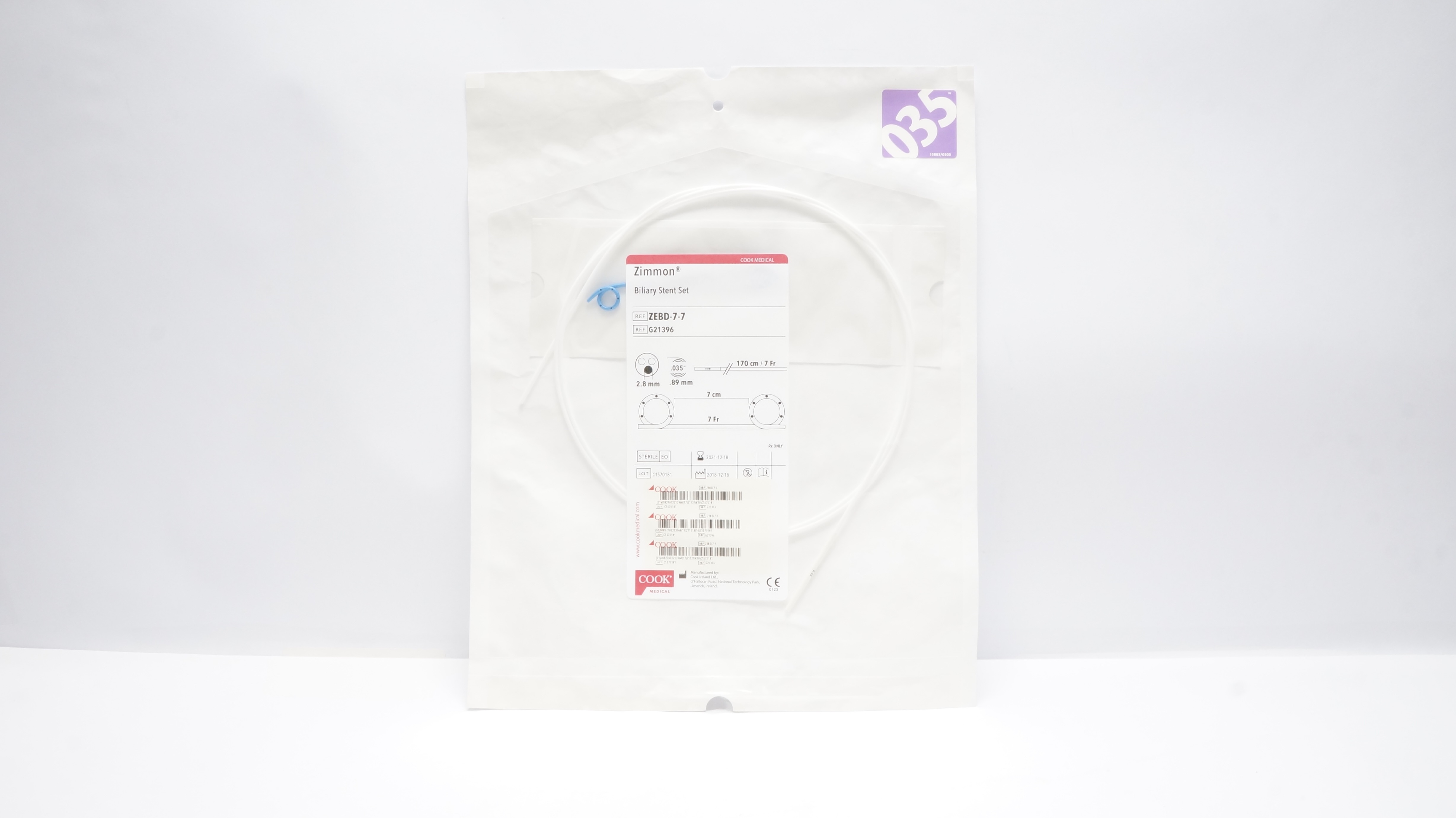 Cook Medical G21396 Zimmon Biliary Stent Set, 170cm/7Fr (x)