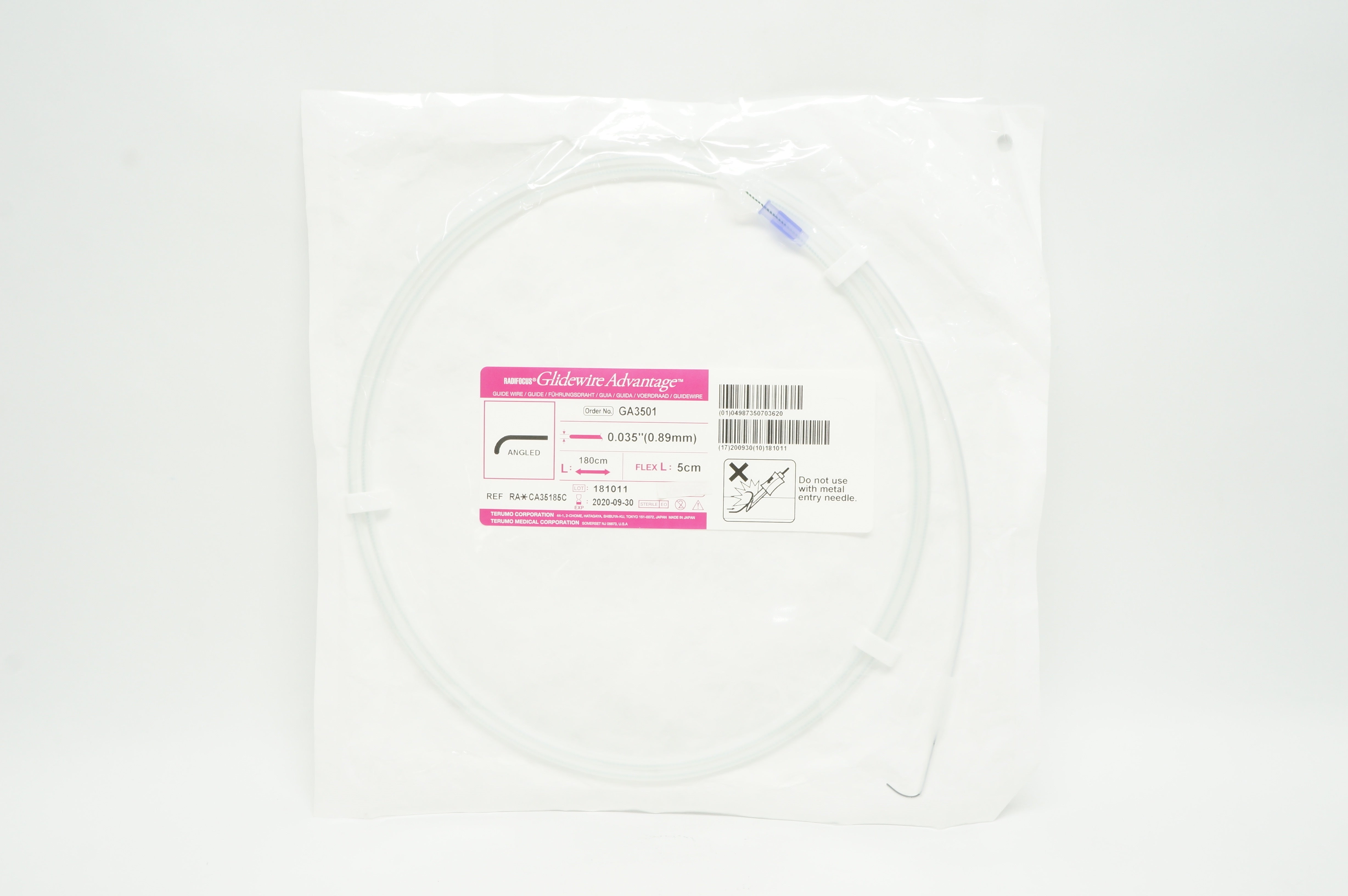 Terumo RA*CA35185C RadiFocus Glidewire Advantage Angled .035in. x 180 x  5cm (x)