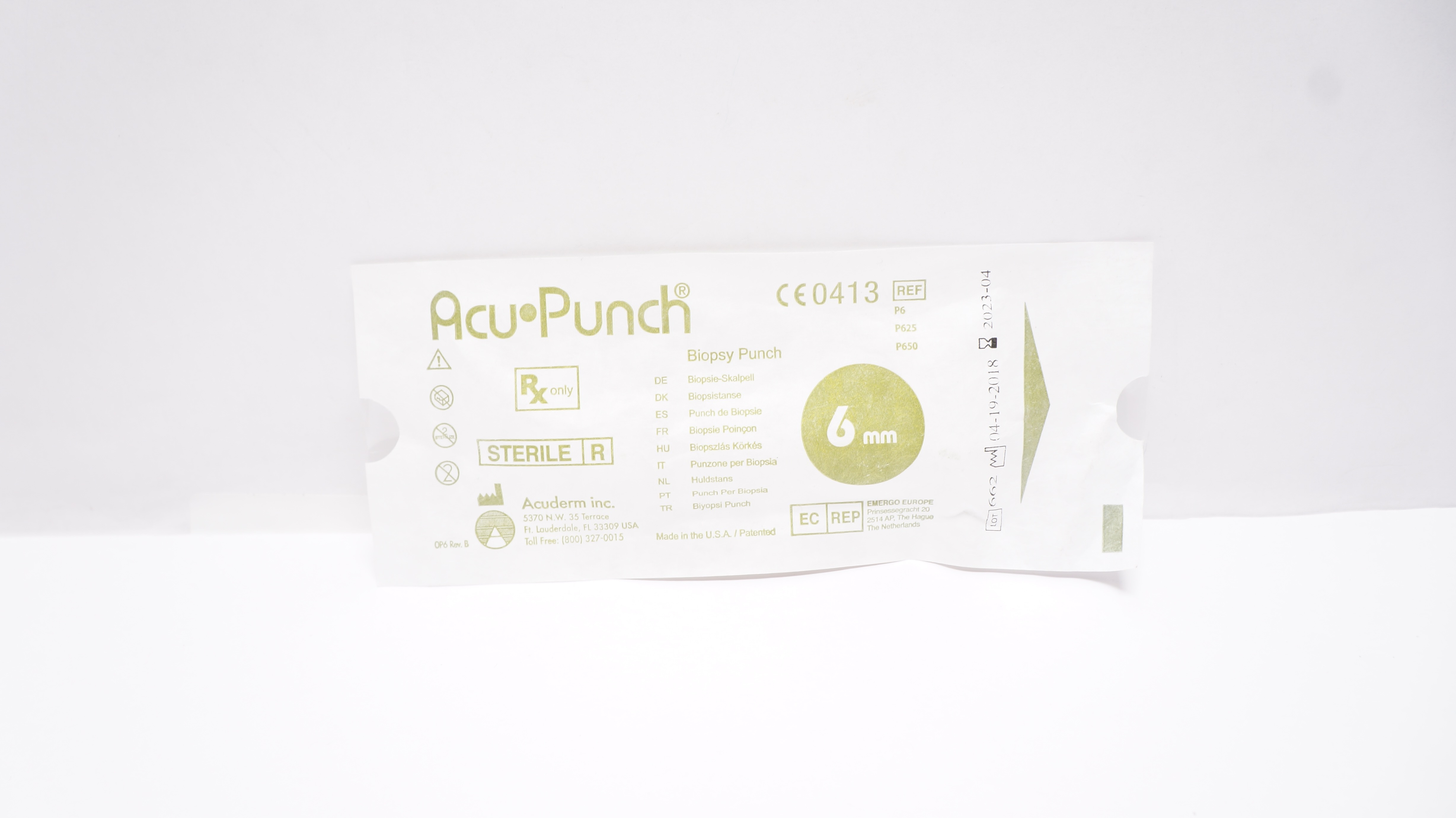 Acuderm P6/P625/P650 Acu Punch Biopsy Punch 6mm (x)