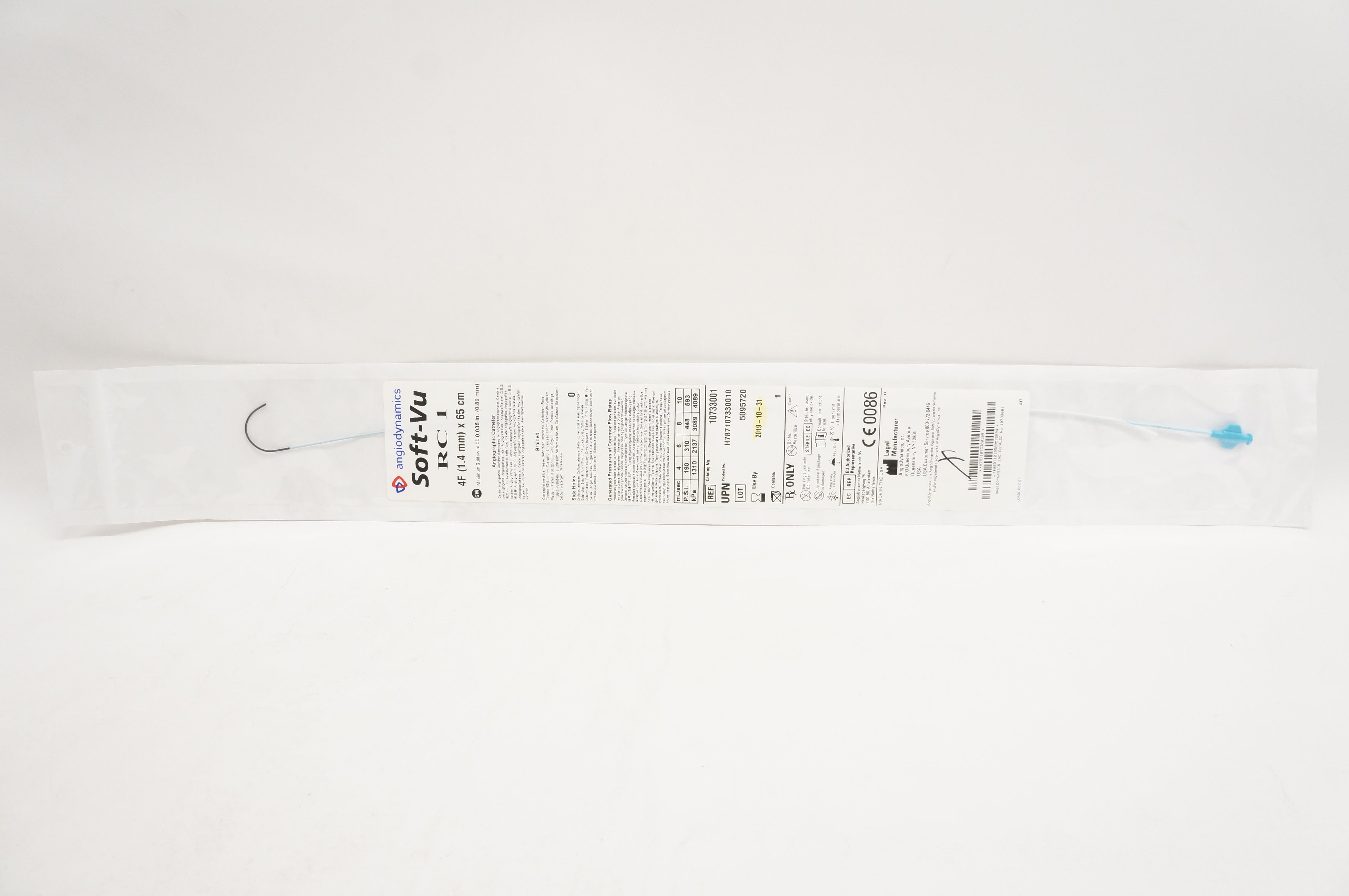 Angiodynamics 10733001 Soft-Vu Angiographic Catheter RC 1 4F x 65cm (x)