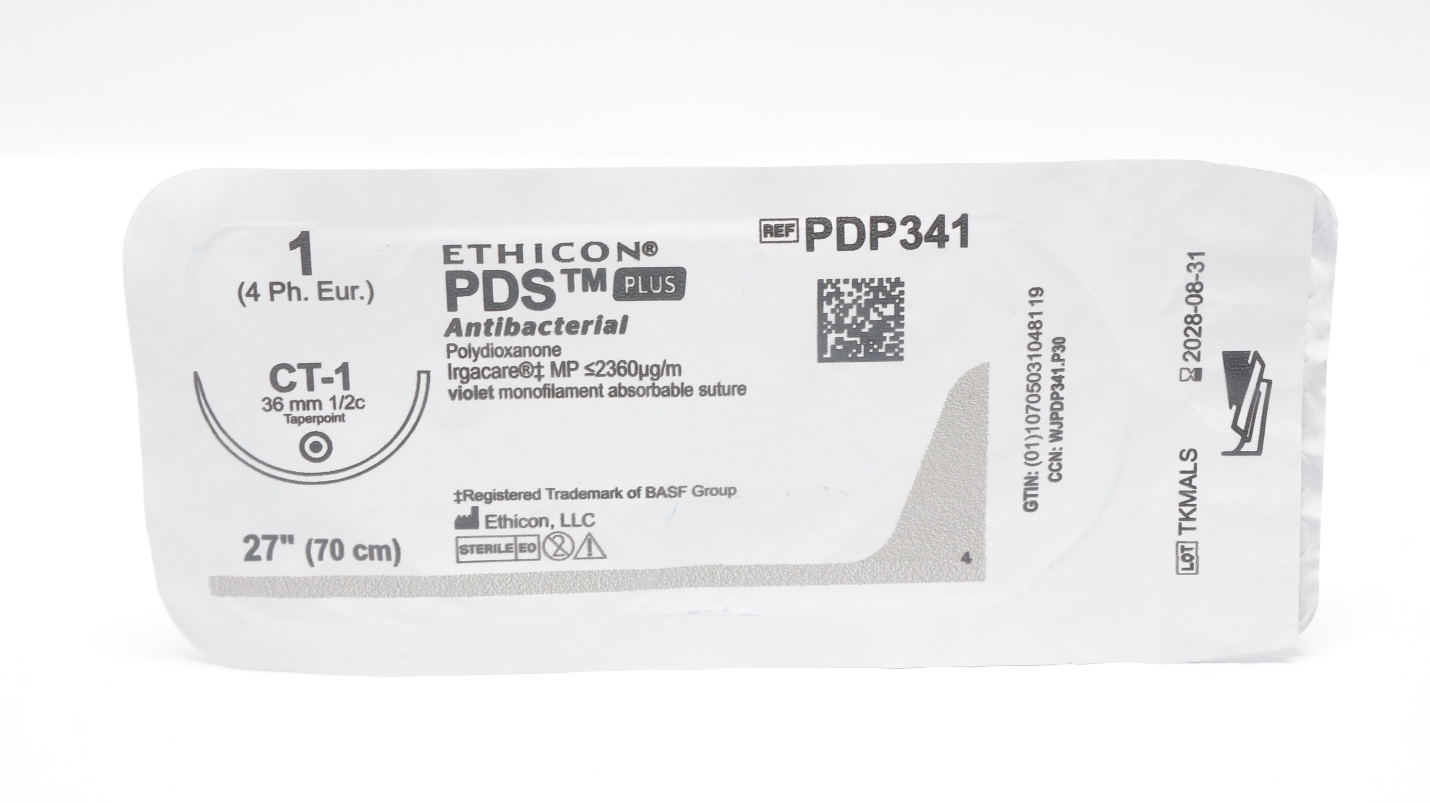 Ethicon PDP341 1 PDS Plus Polydioxanone Stre CT-1 36mm 1/2c Taperpoint 27inch