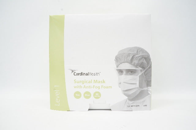 Cardinal Health AT71235 Surgical Mask W/Anti-Fog Foam, Blue 80mm Hg - Box of 50
