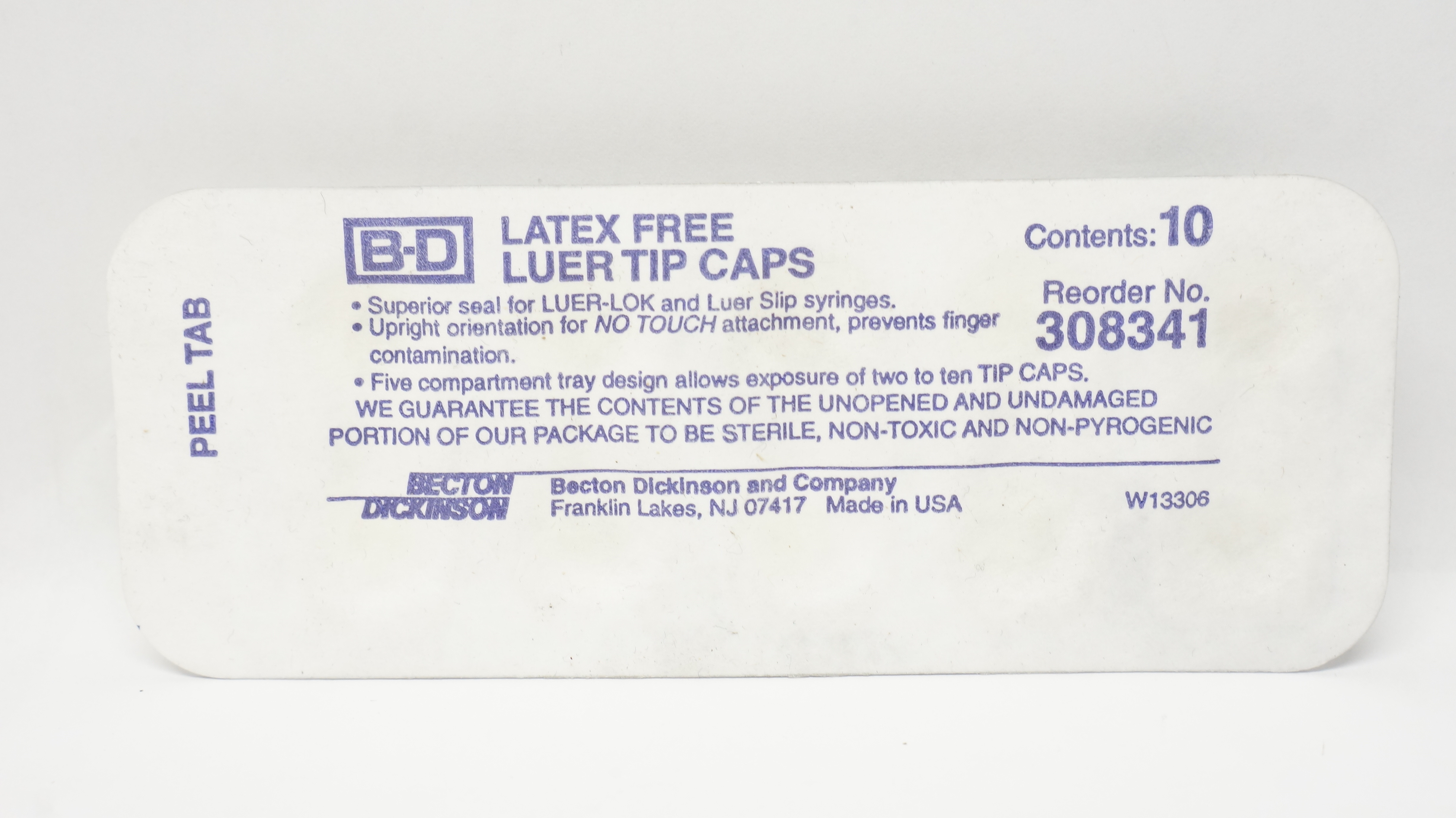 BD 308341 Luer Tip Caps - Pack of 10