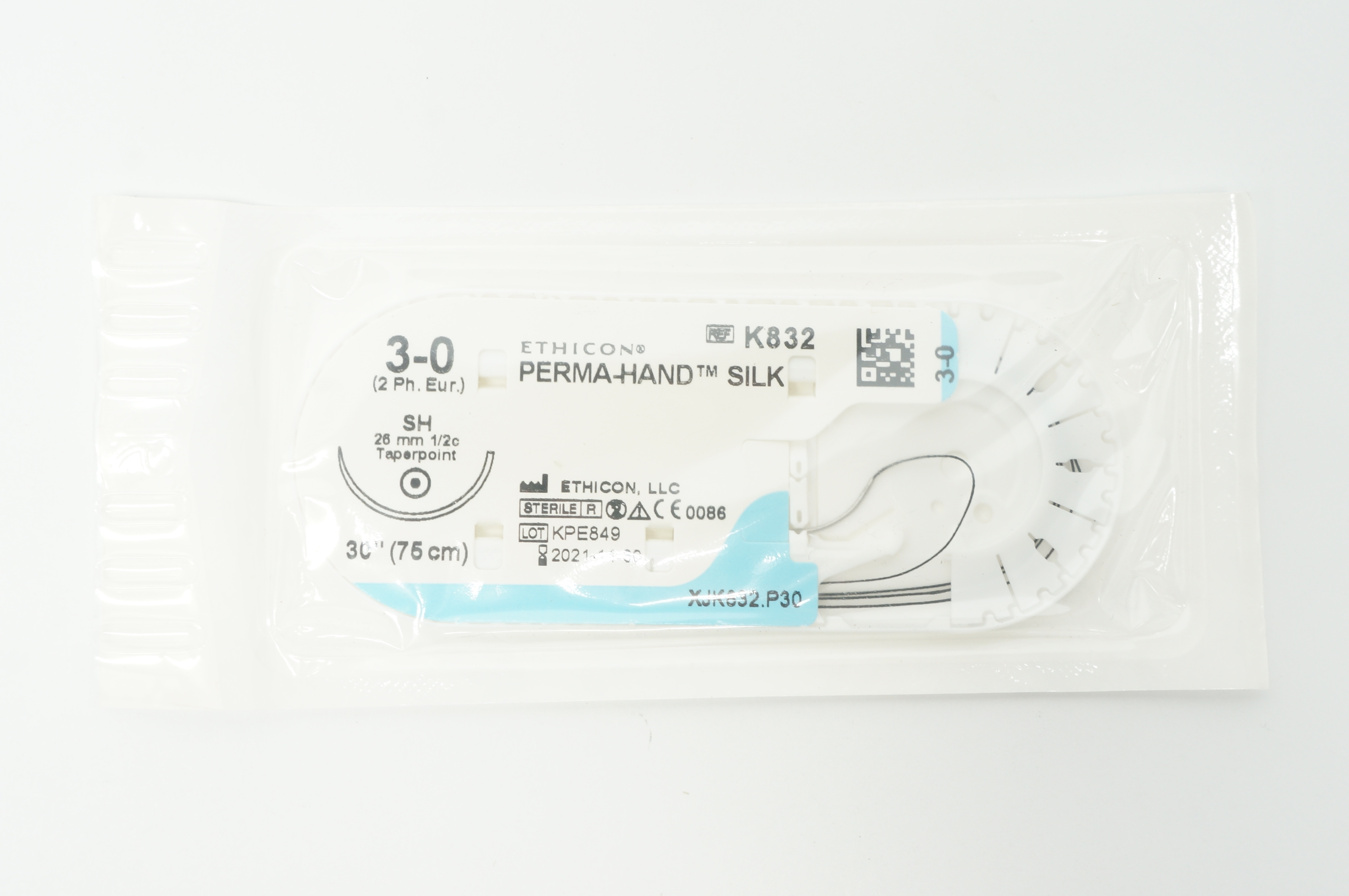 Ethicon K832 3-0 PERMA-HAND SILK SH, 26mm 1/2c Taperpoint, 30inch (x)