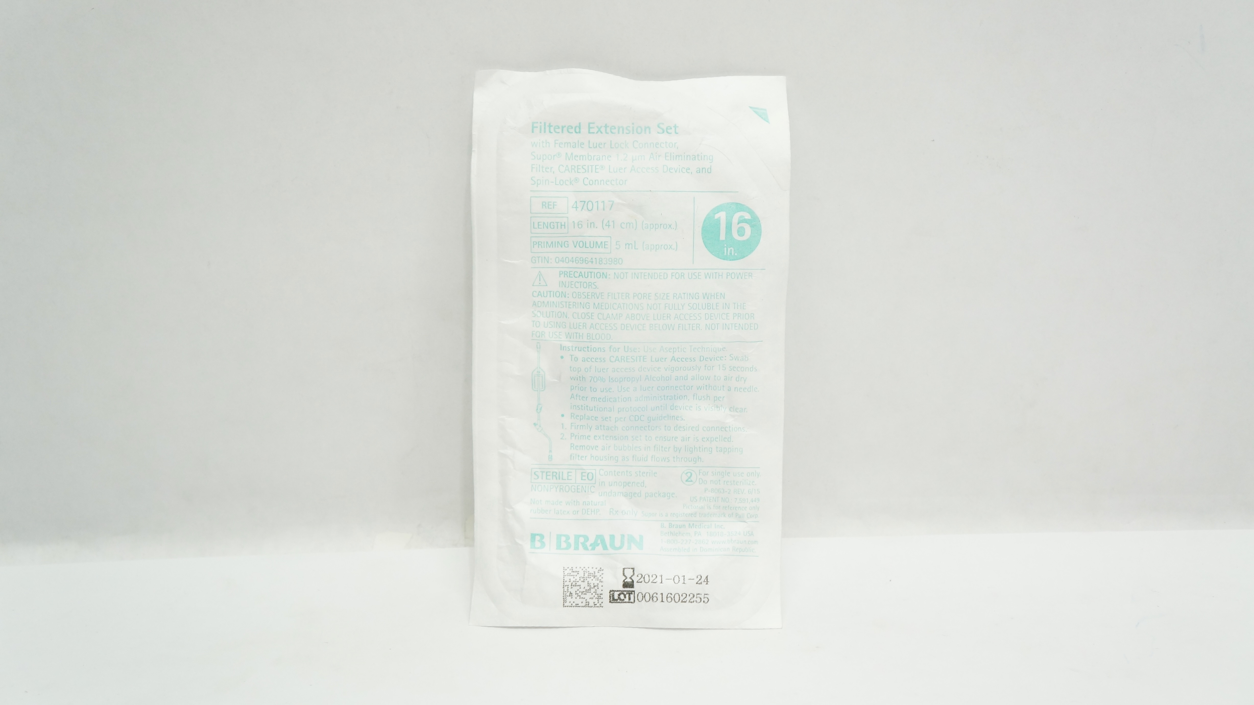 B. Braun 470117 Filtered Extension Set WLuer Lock Connector 16inch x 5mL (x)