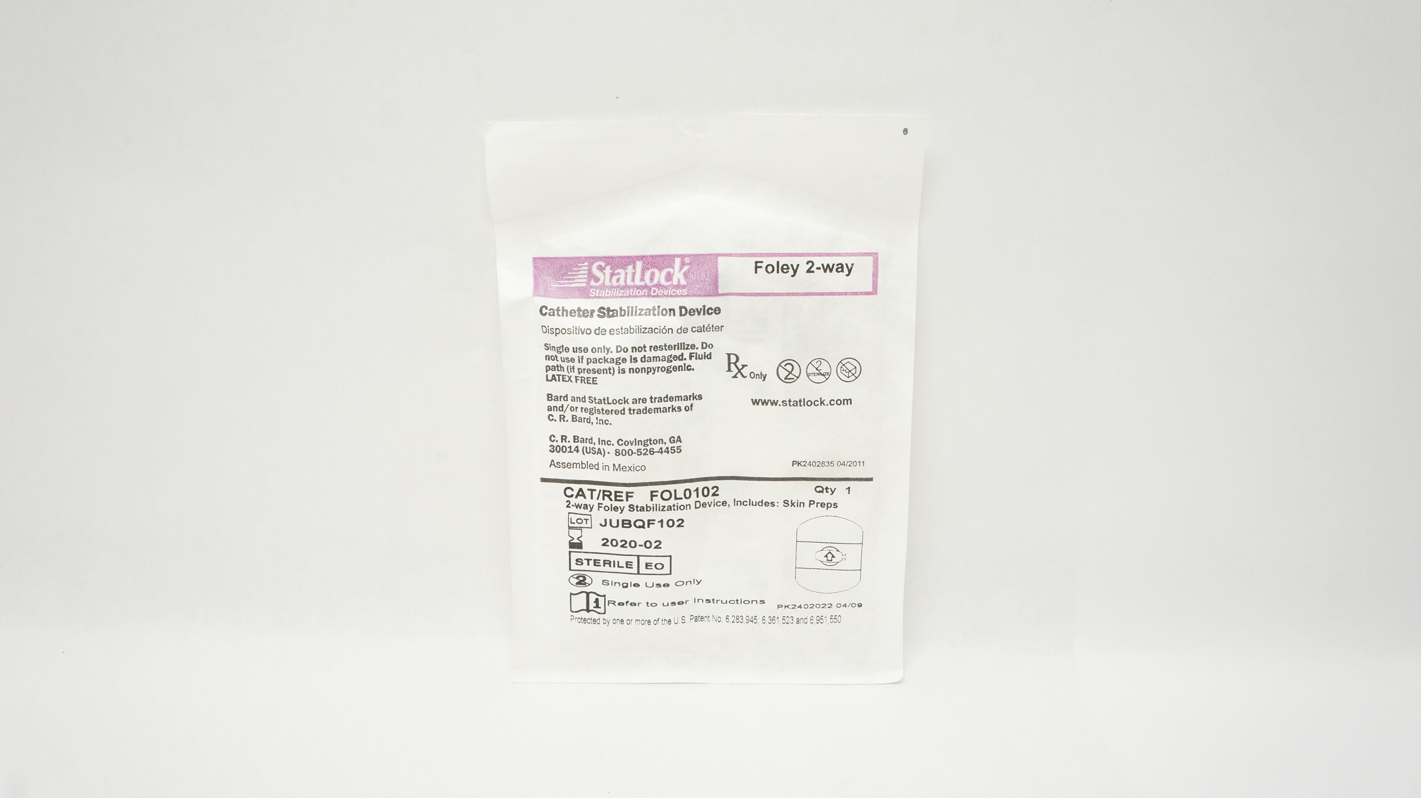 Bard FOL0102 StatLock Foley 2-Way Cath. Stabilization Device (x)