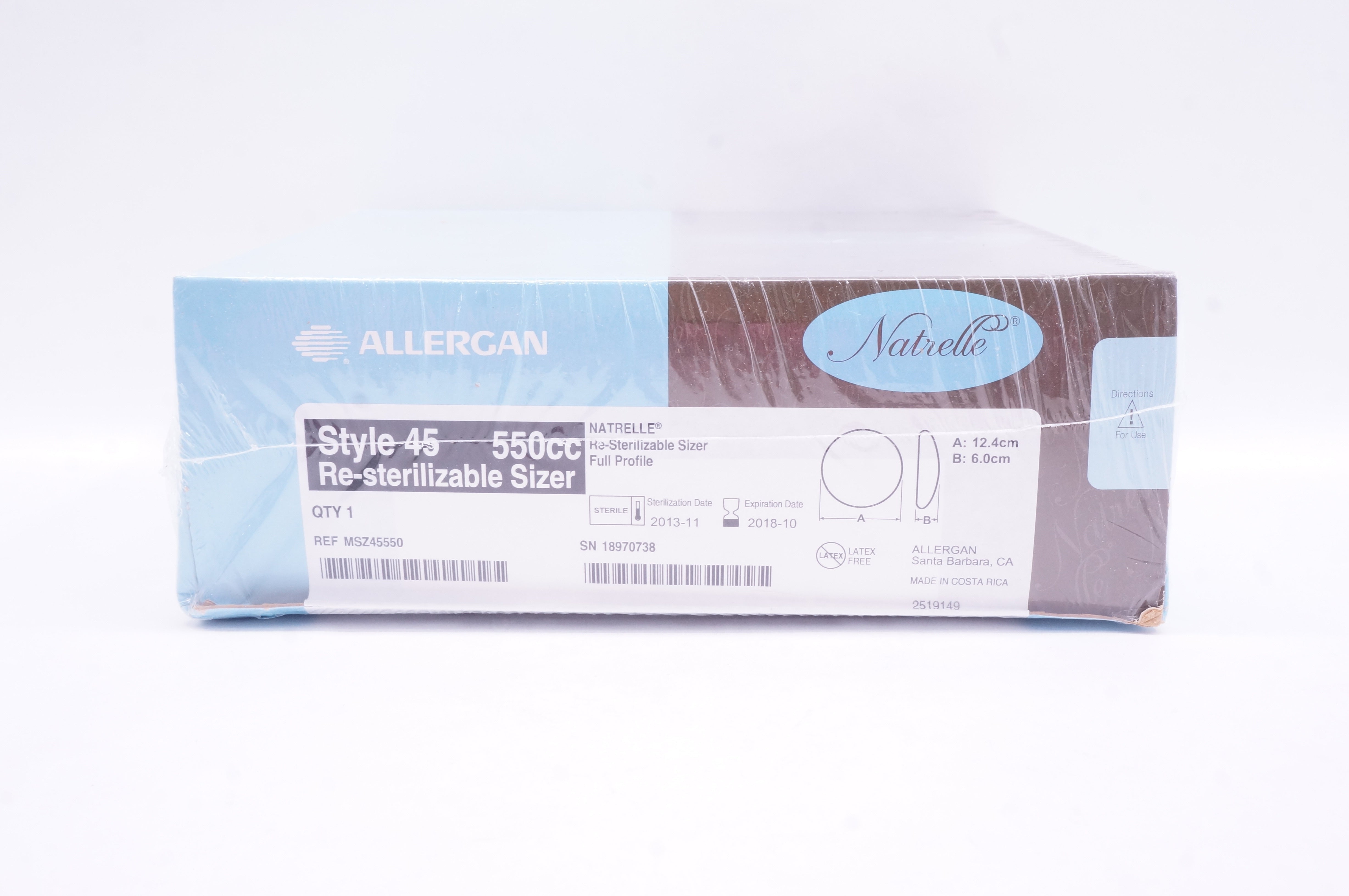Allergan MSZ45550 Style 45 NATRELLE Re-Sterilizable Sizer Full Profile 550cc(x)