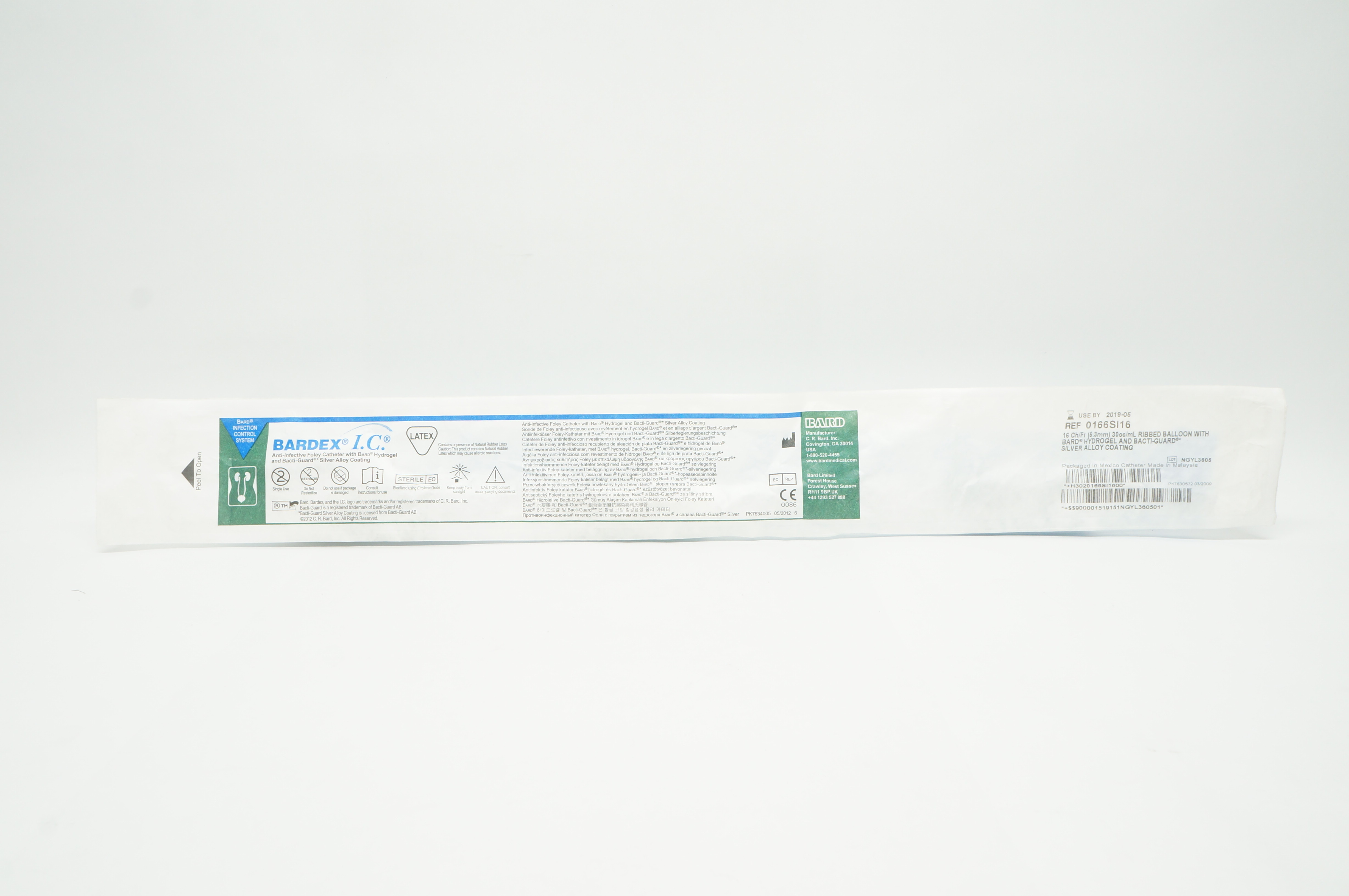 Bard 0166SI16 Bardex I.C. Foley Cath. 16Ch/Fr 30cc/ml (x)