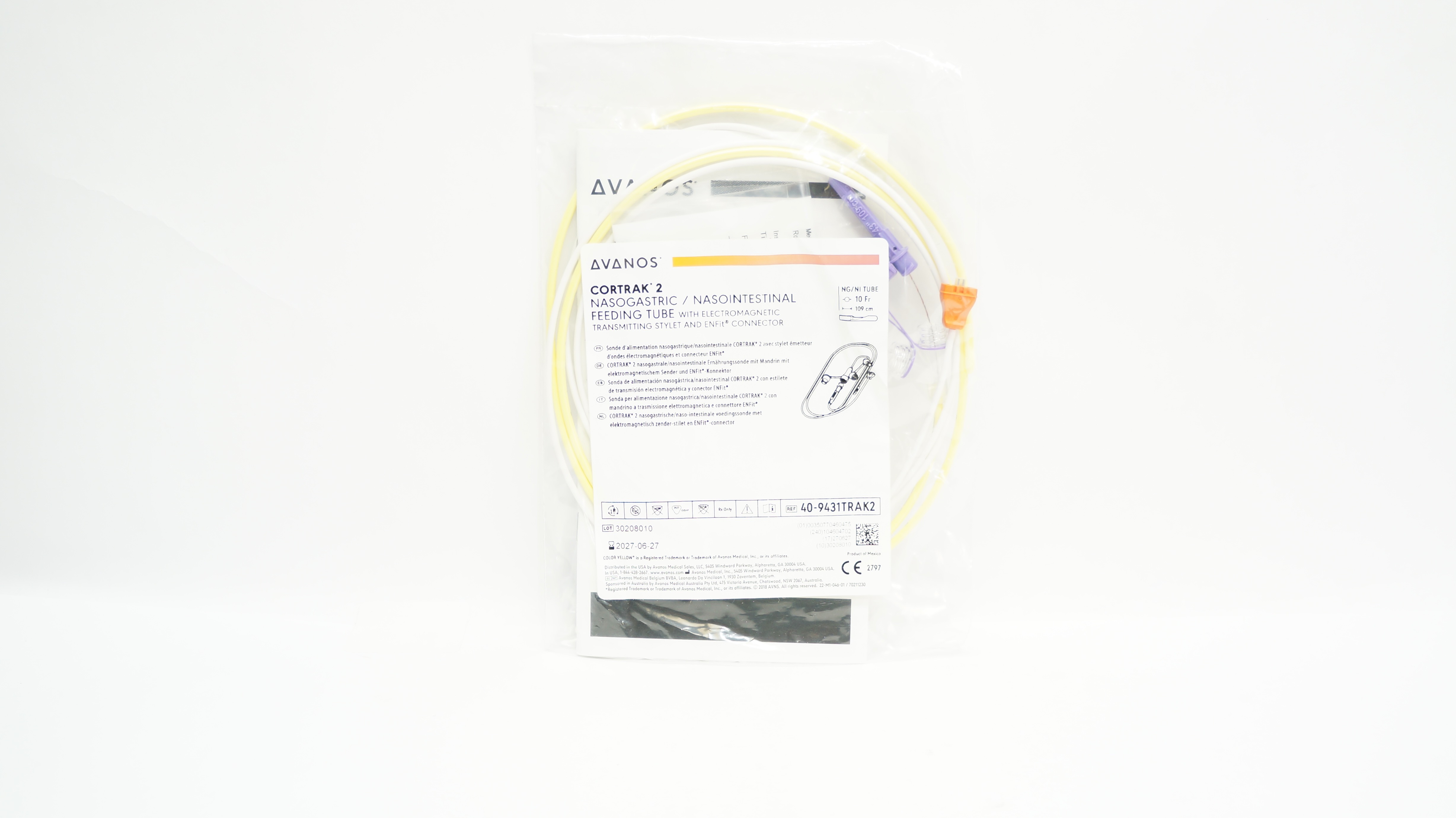 Avanos 40-943TRAK2 Nasogastric/Nasointestinal Feeding Tube 10Fr x 109cm