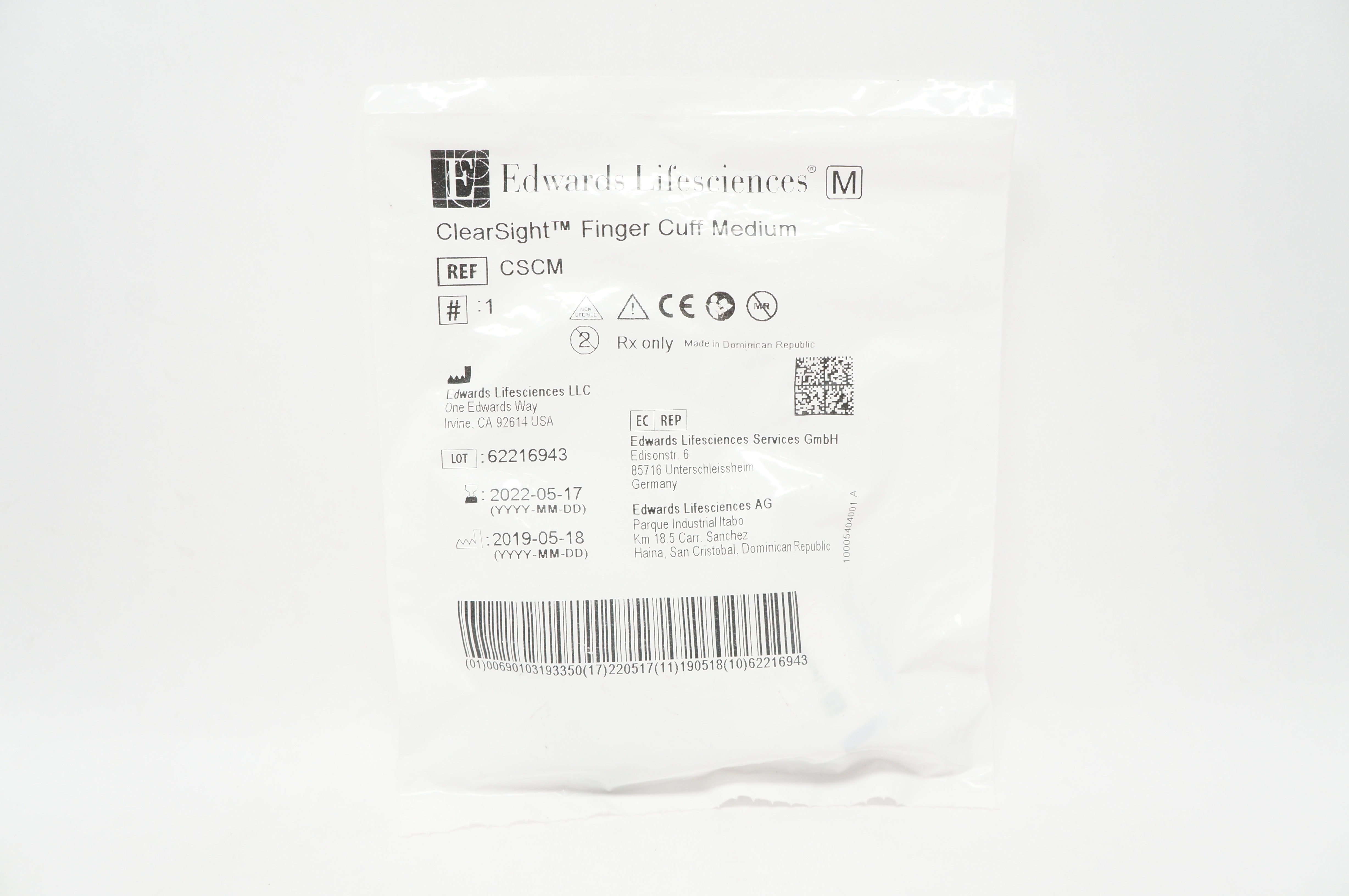Edwards Lifesciences CSCM ClearSight Finger Cuff Medium (x)