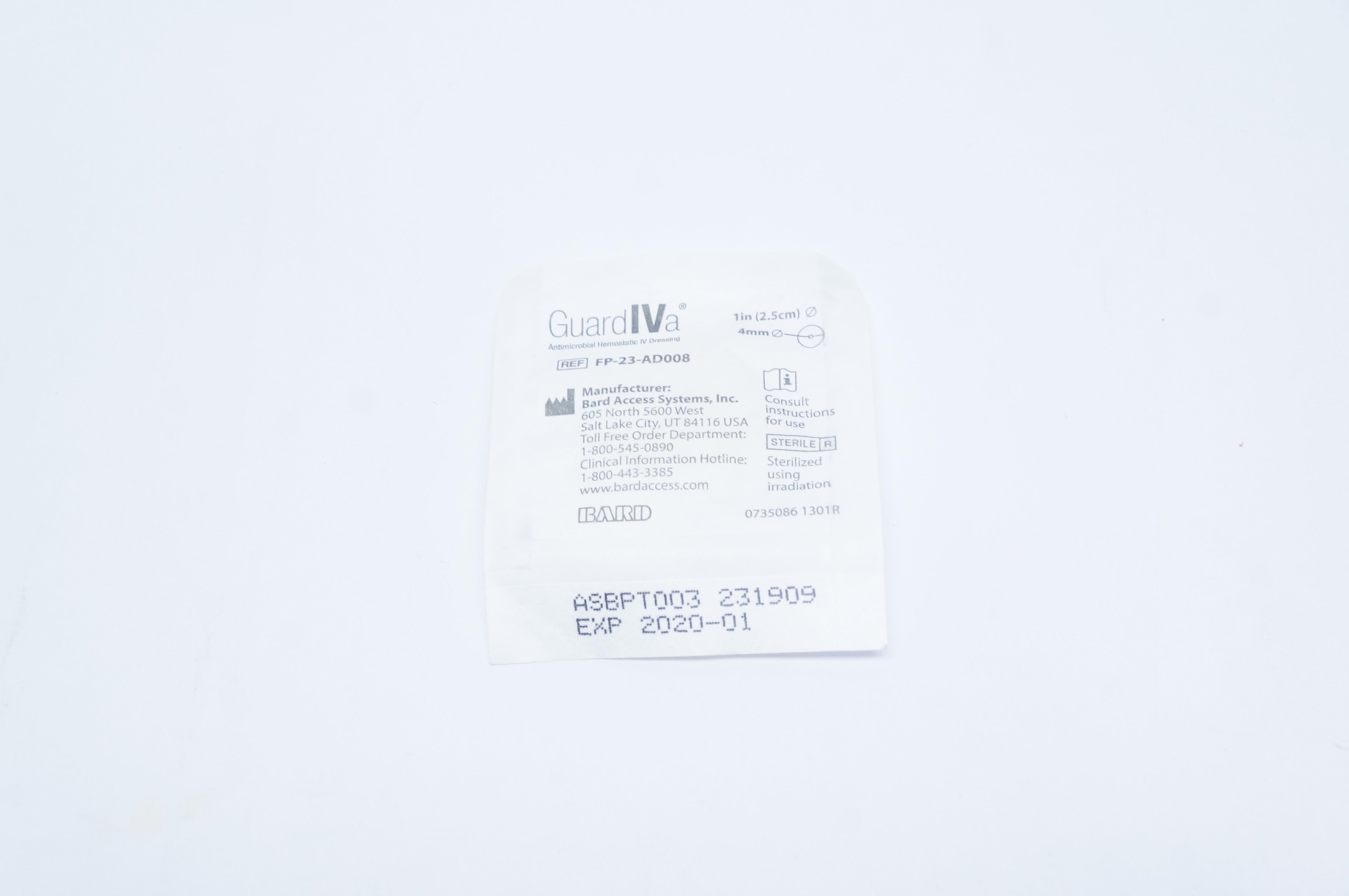GuardIVa FP-23-AD008 Antimicrobial Hemostatic IV Dressing 1inch(2.5cm ...