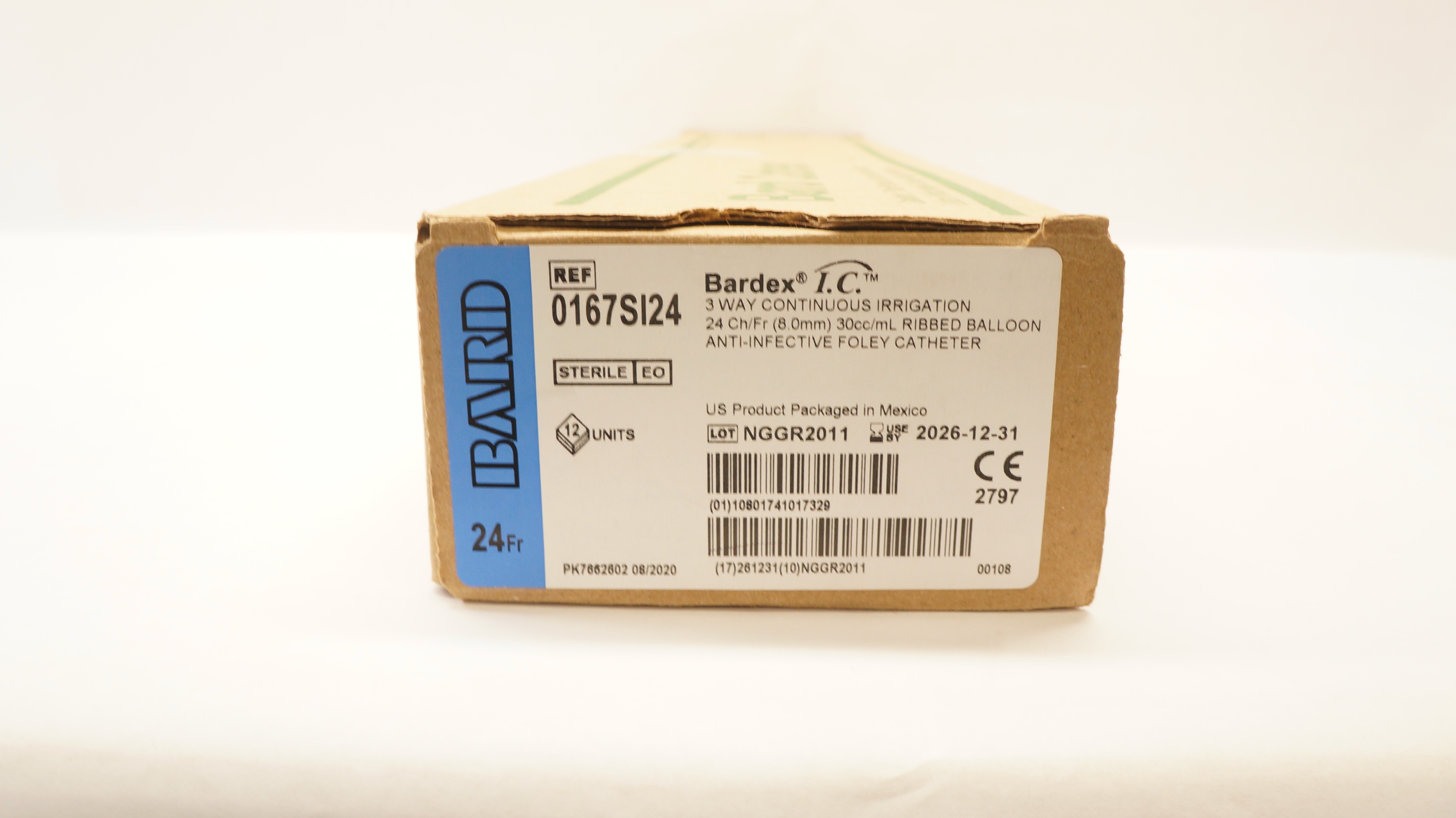 Bard 0167SI24 Bardex I.C. Anti-Infective Foley Cath. 24 Fr x 30cc/mL - Box of 12