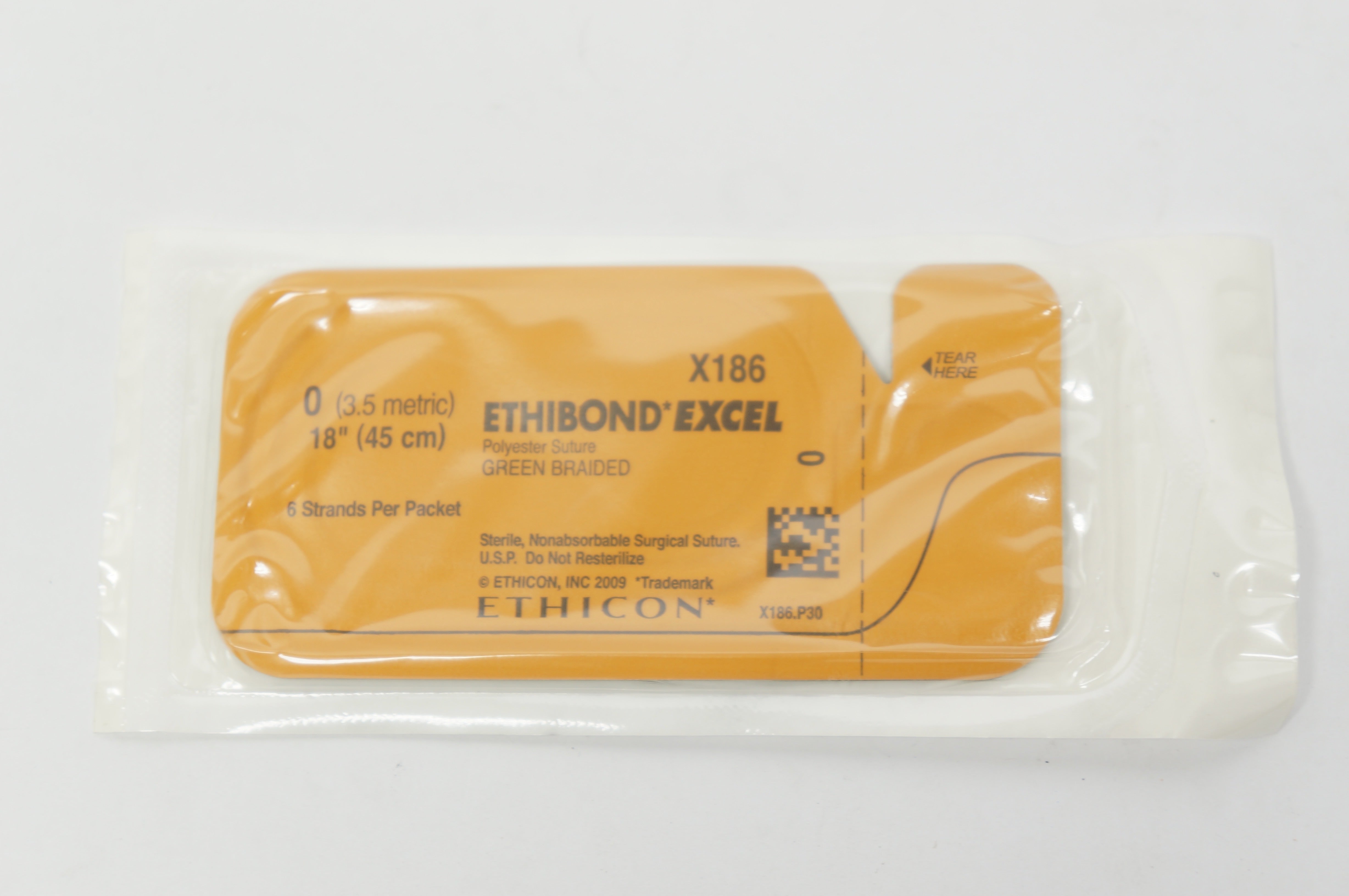 Ethicon X186 0 ETHIBOND EXCEL Polyester Stre. Green Braided 18 inch (x)