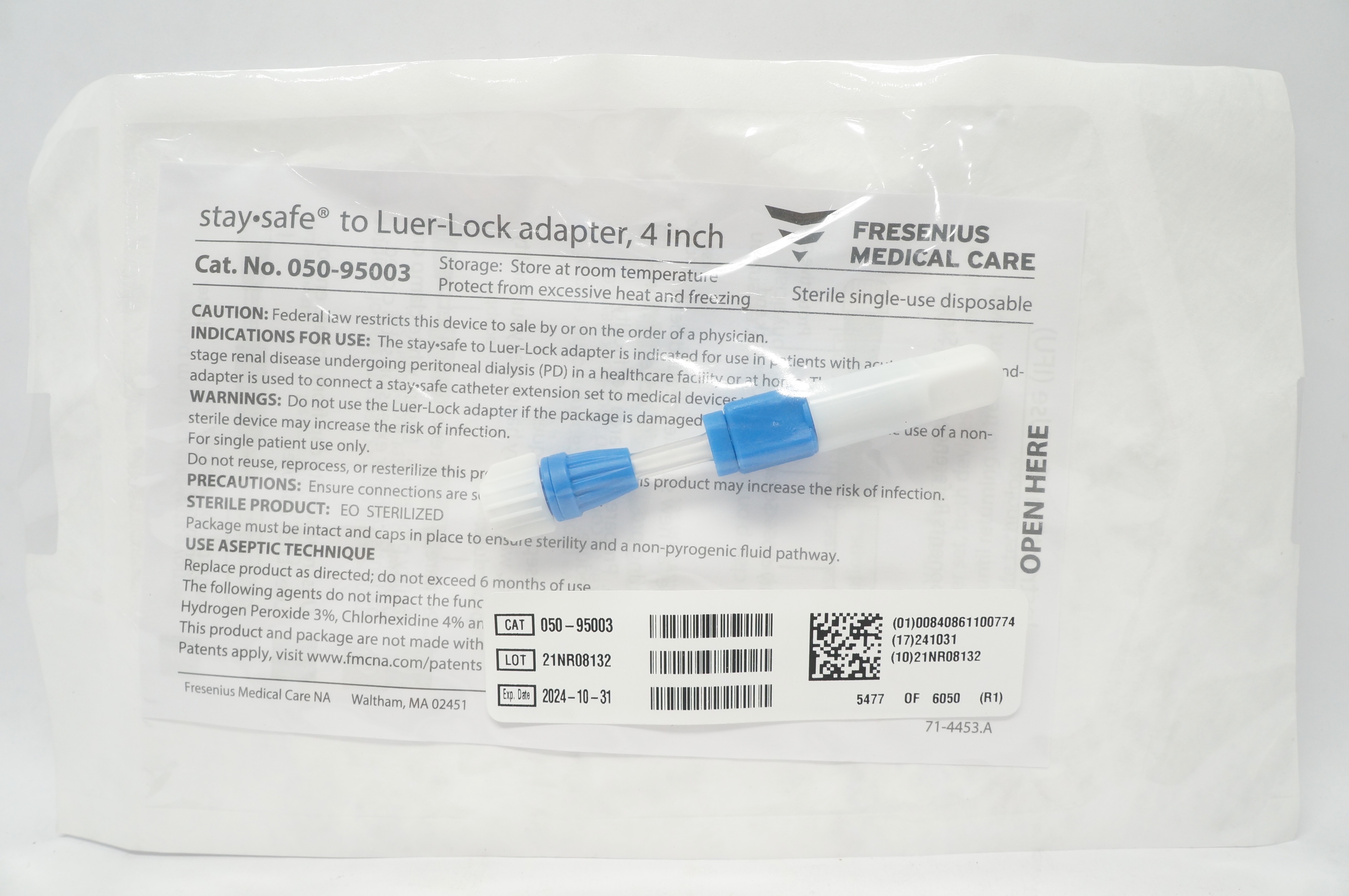 Fresenius Medical Care 050-95003 Luer-Lock Adaptor 4inch