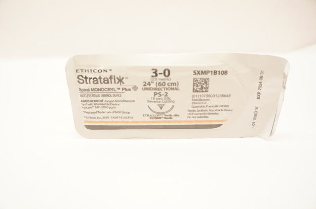 Ethicon SXMP1B108 3-0 Stratafix Stre PS-2 19mm 3/8c Reverse Cutting, 24inch