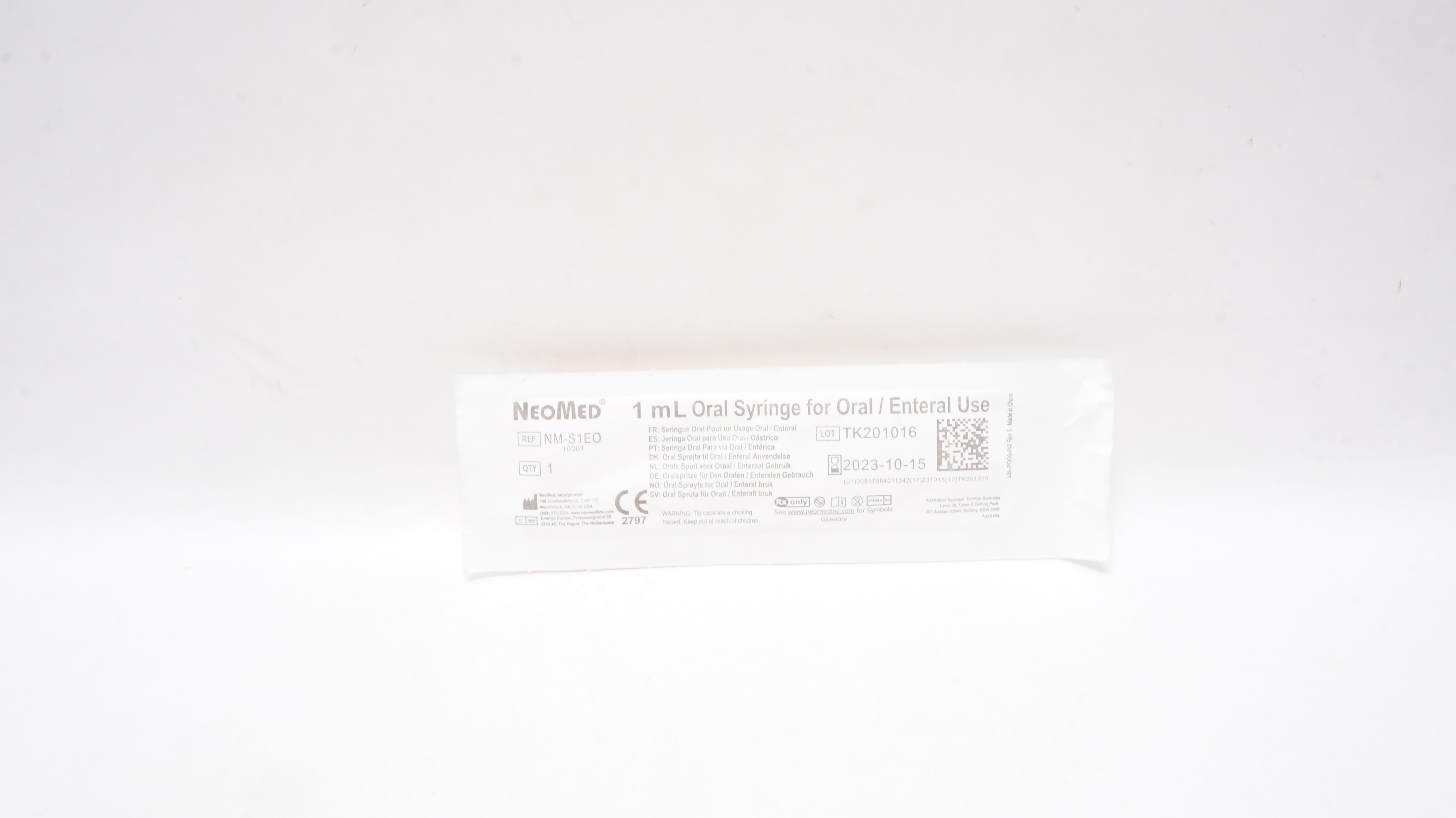 NeoMed NM-S1EO Oral Syringe For Oral/External Use