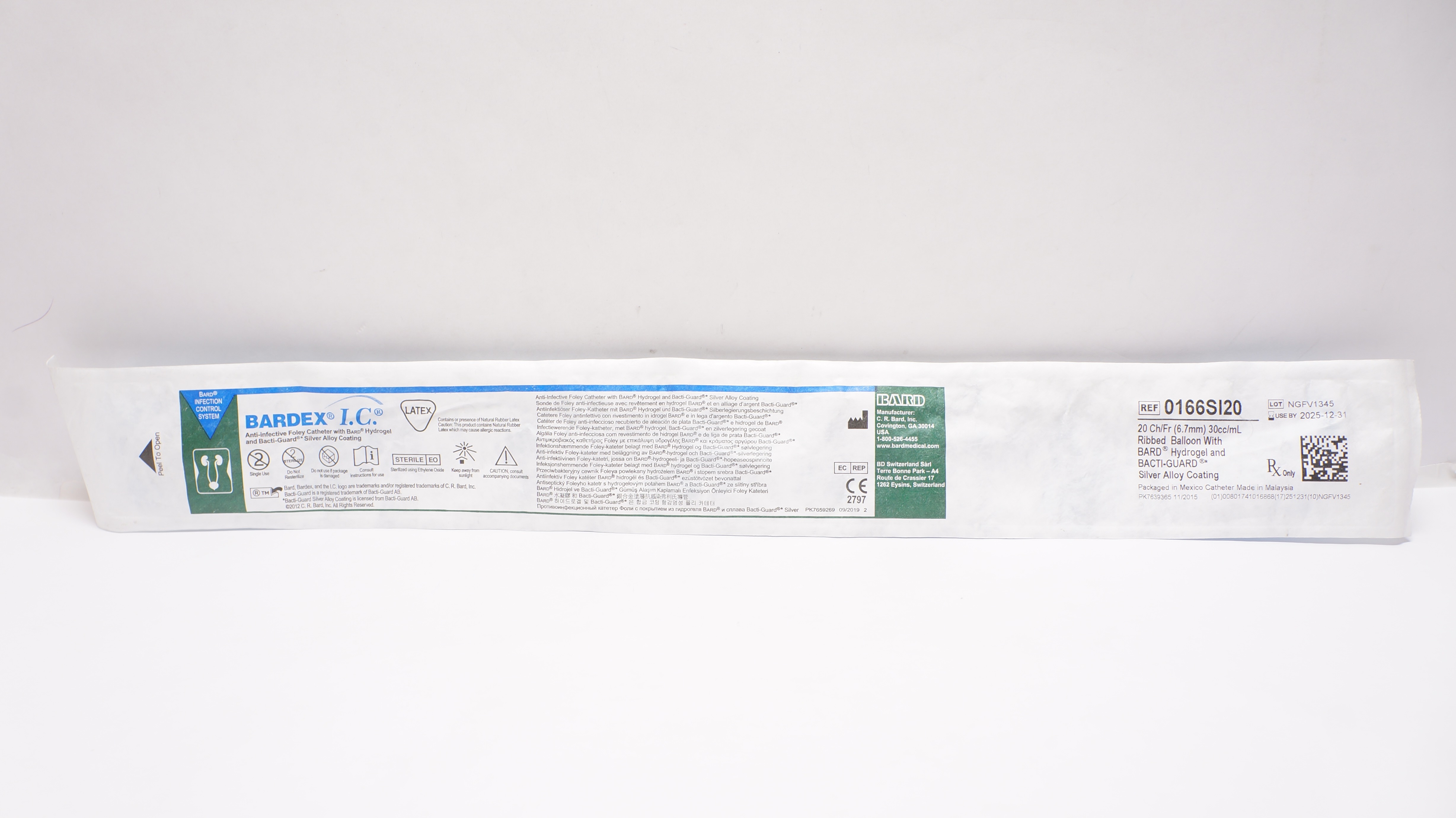 Bard 0166SI20 BARDEX Infection Control Foley Cath. 20Fr. 30 cc
