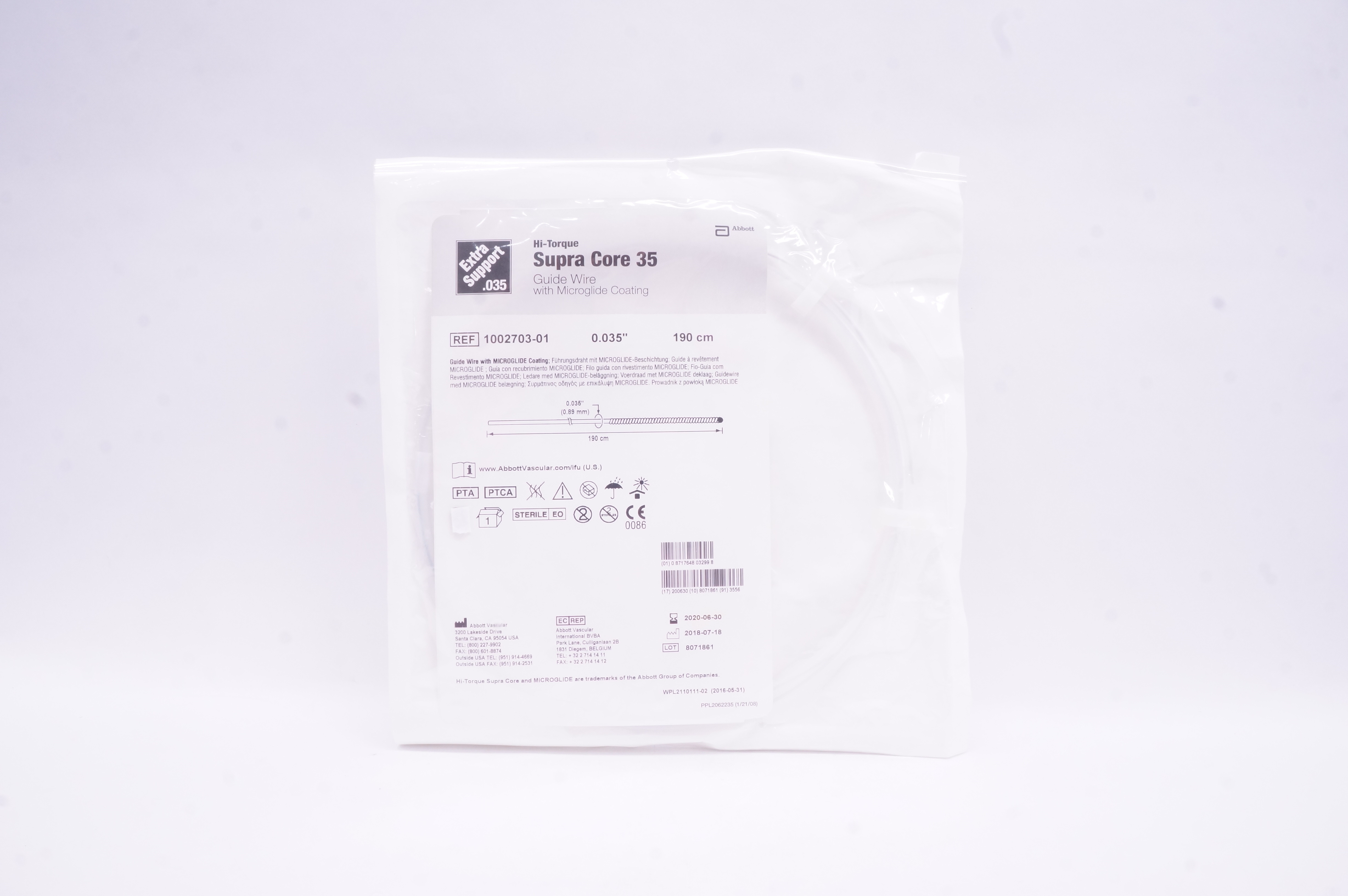 Abbott 1002703-01 Hi-Torque Supra Core 35 Guide Wire 0.035inch x 190cm (x)