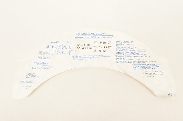 Teleflex 5-10407 Hudson RCI Sheridan Uncuffed Tracheal Tube 3.5mmID x 4.9mmOD (x)