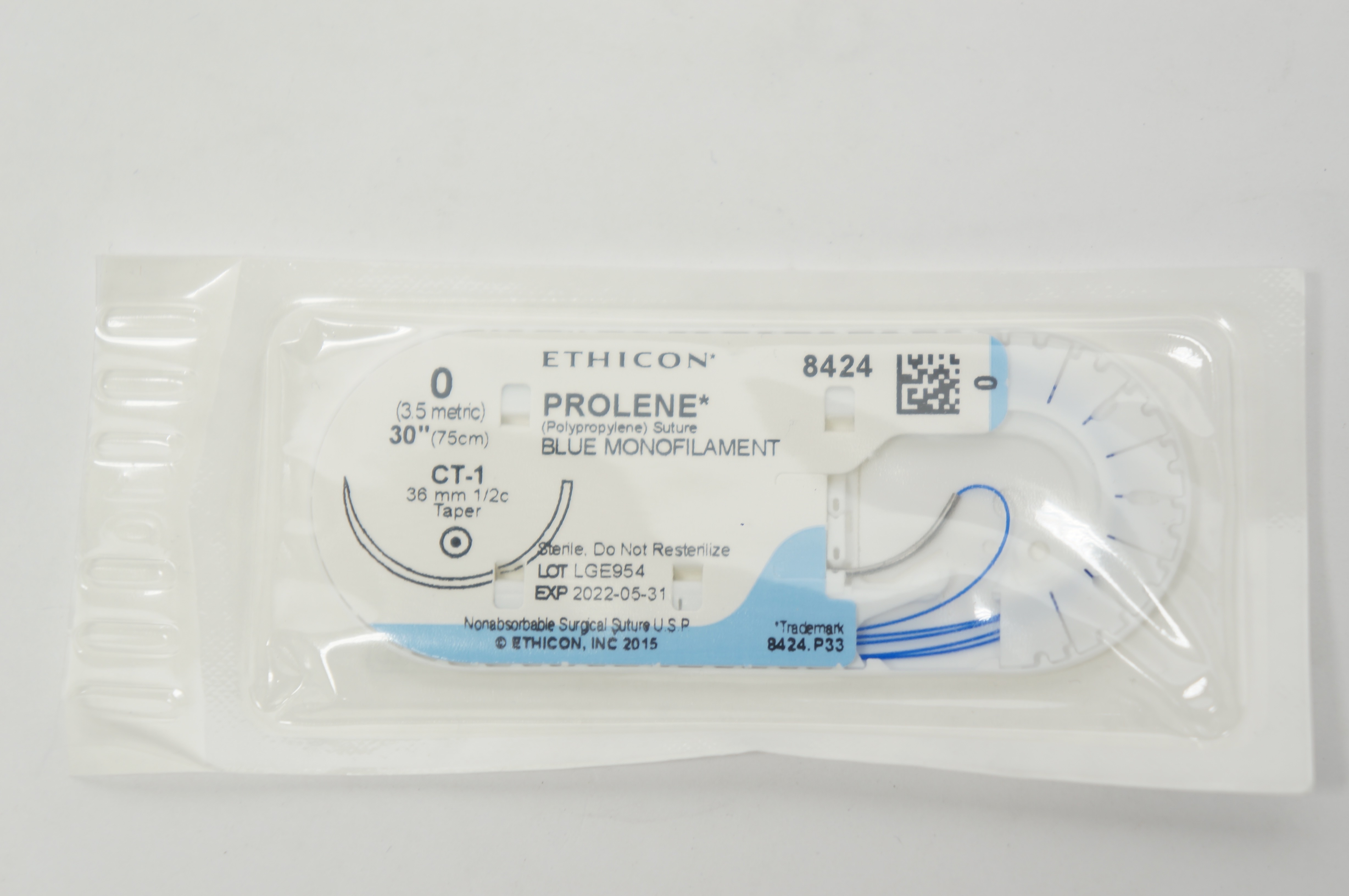 Ethicon 8424 0 PROLENE Polypropylene Stre CT-1 36mm 1/2c Taper, 30inch (x)