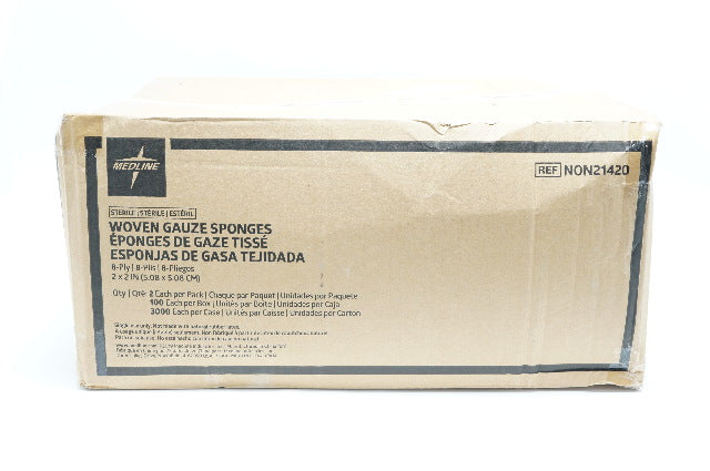 Medline NON21420 Woven Gauze Sponges 2 x 2inch 8-Ply - Case of 3000