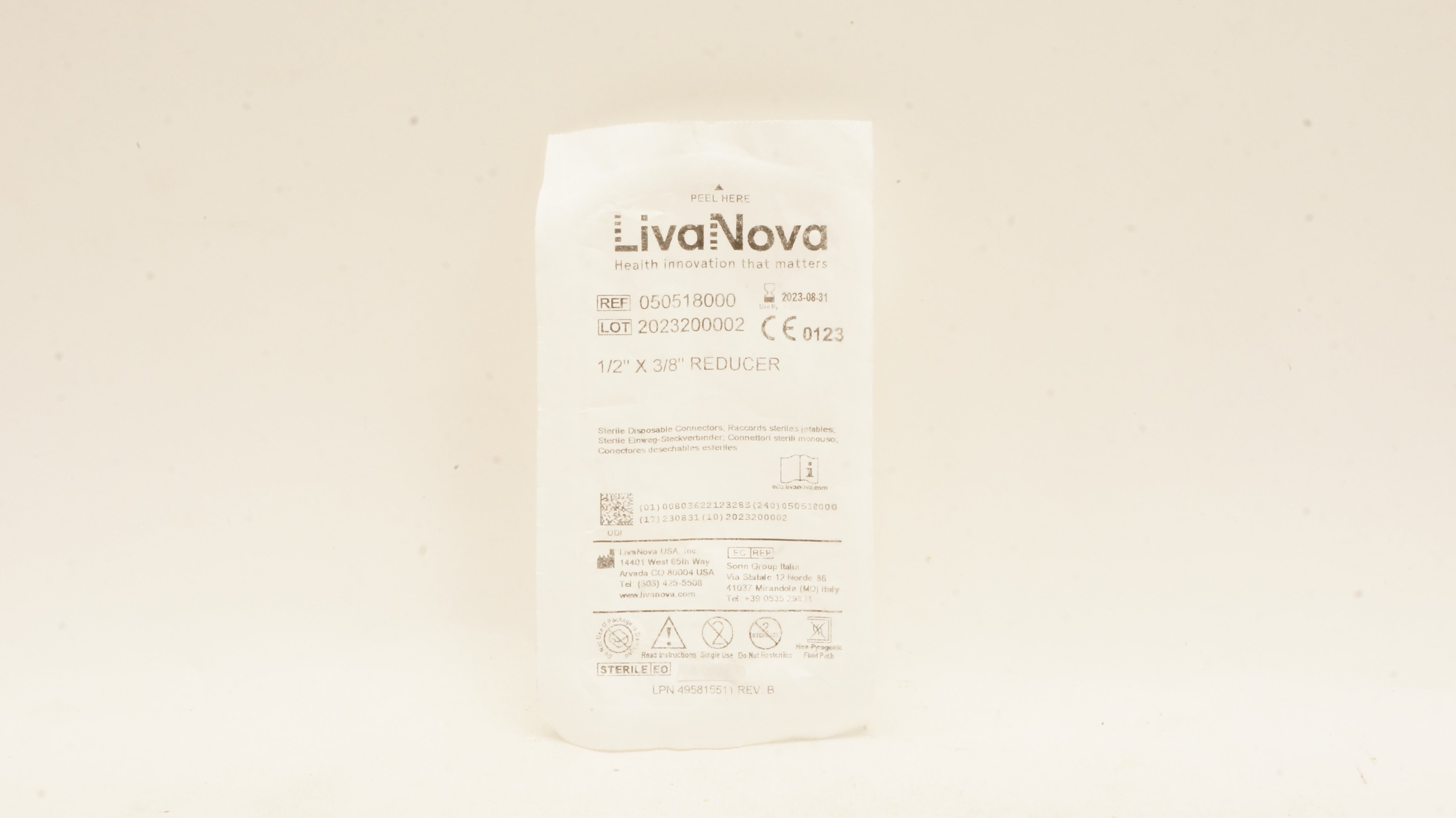 Sorin Group 050518000 LivaNova Reducer 1/2inch x 3/8inch