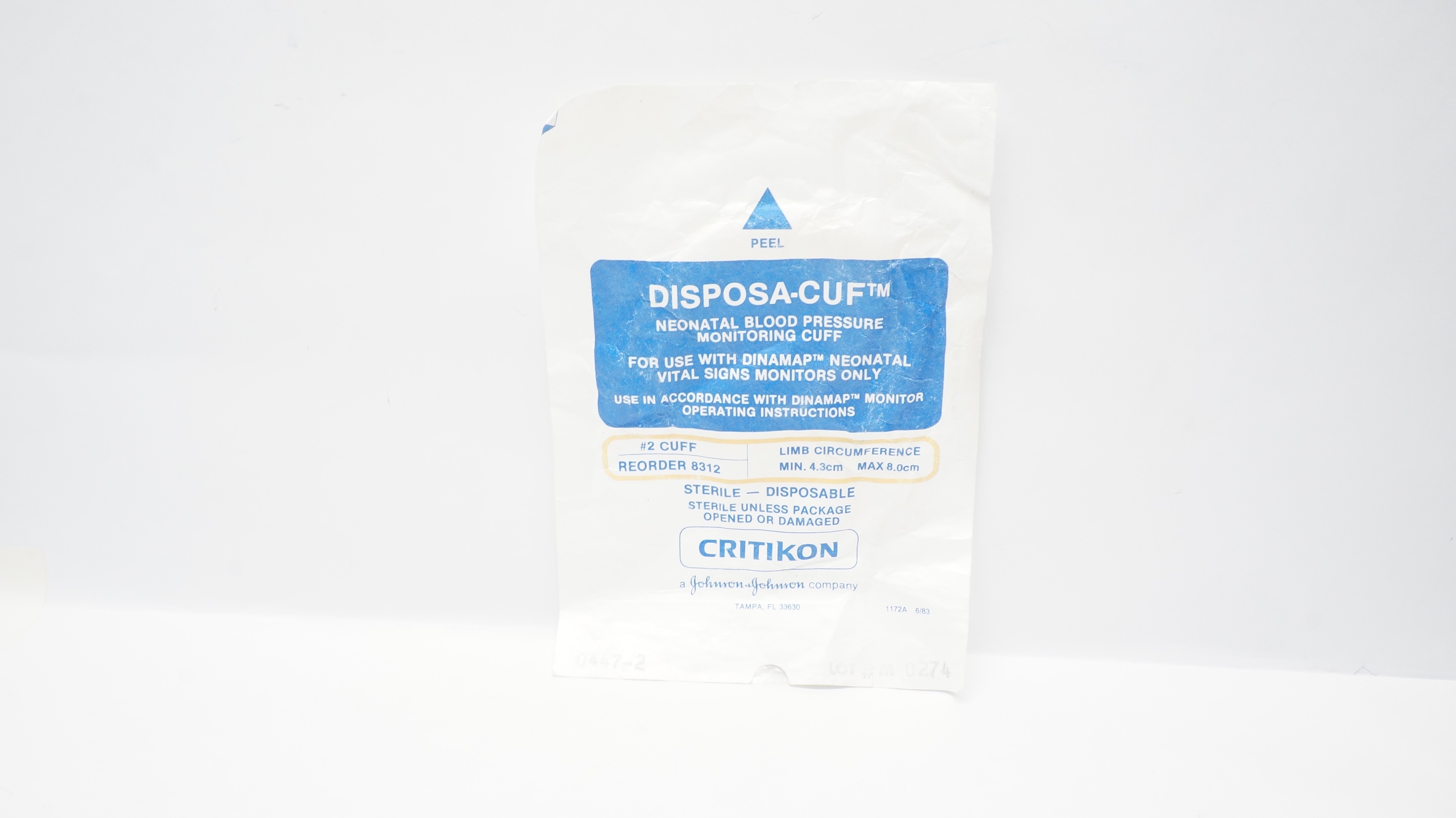 CRITIKON 8312 Disposa-Cuf Neonatal Blood Pressure Monitoring Cuff - Pack of 2