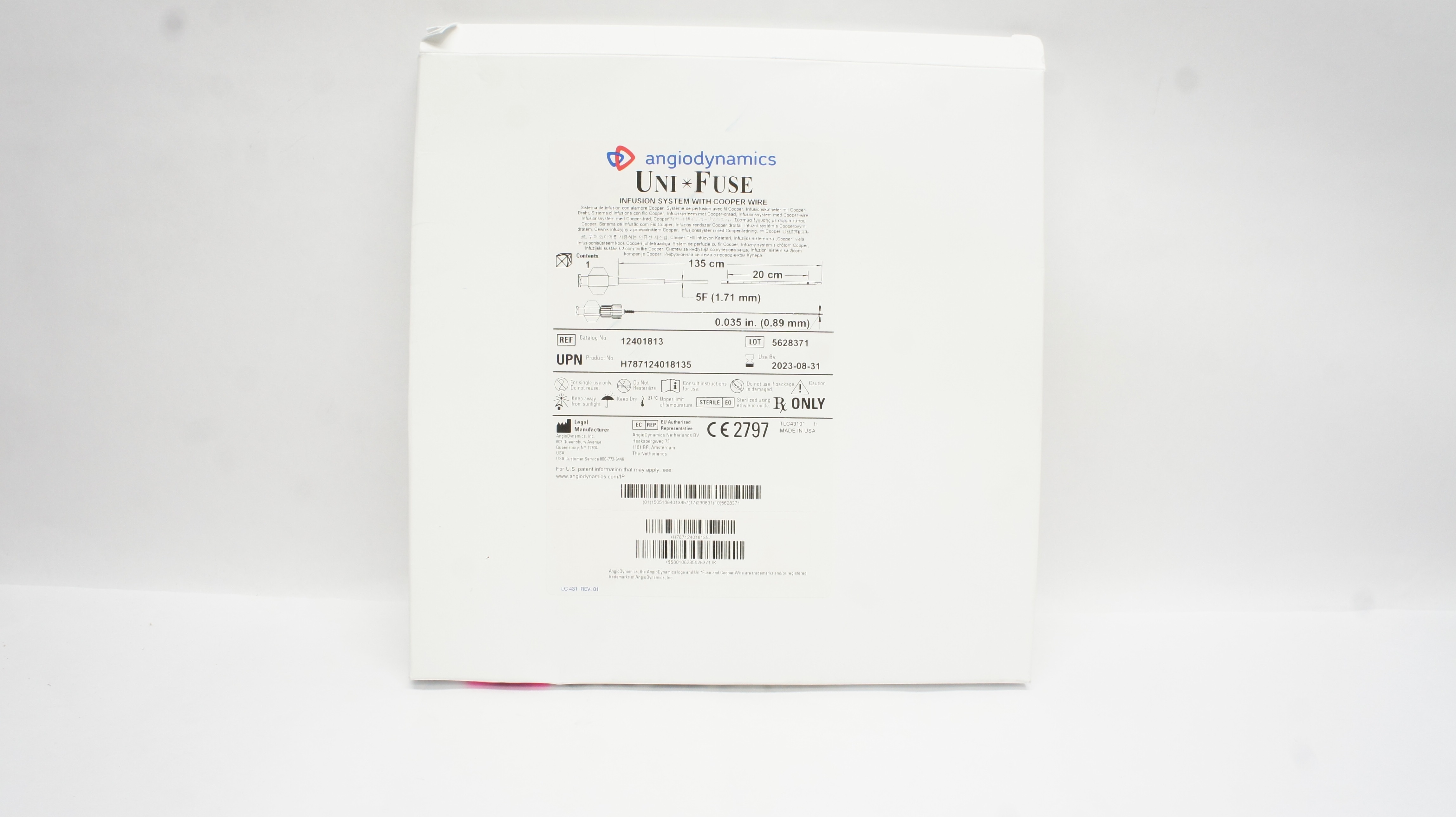 Angiodynamics 12401813 Uni Fuse Infusion System w/Wire 5F x 135cm x 20cm(x)