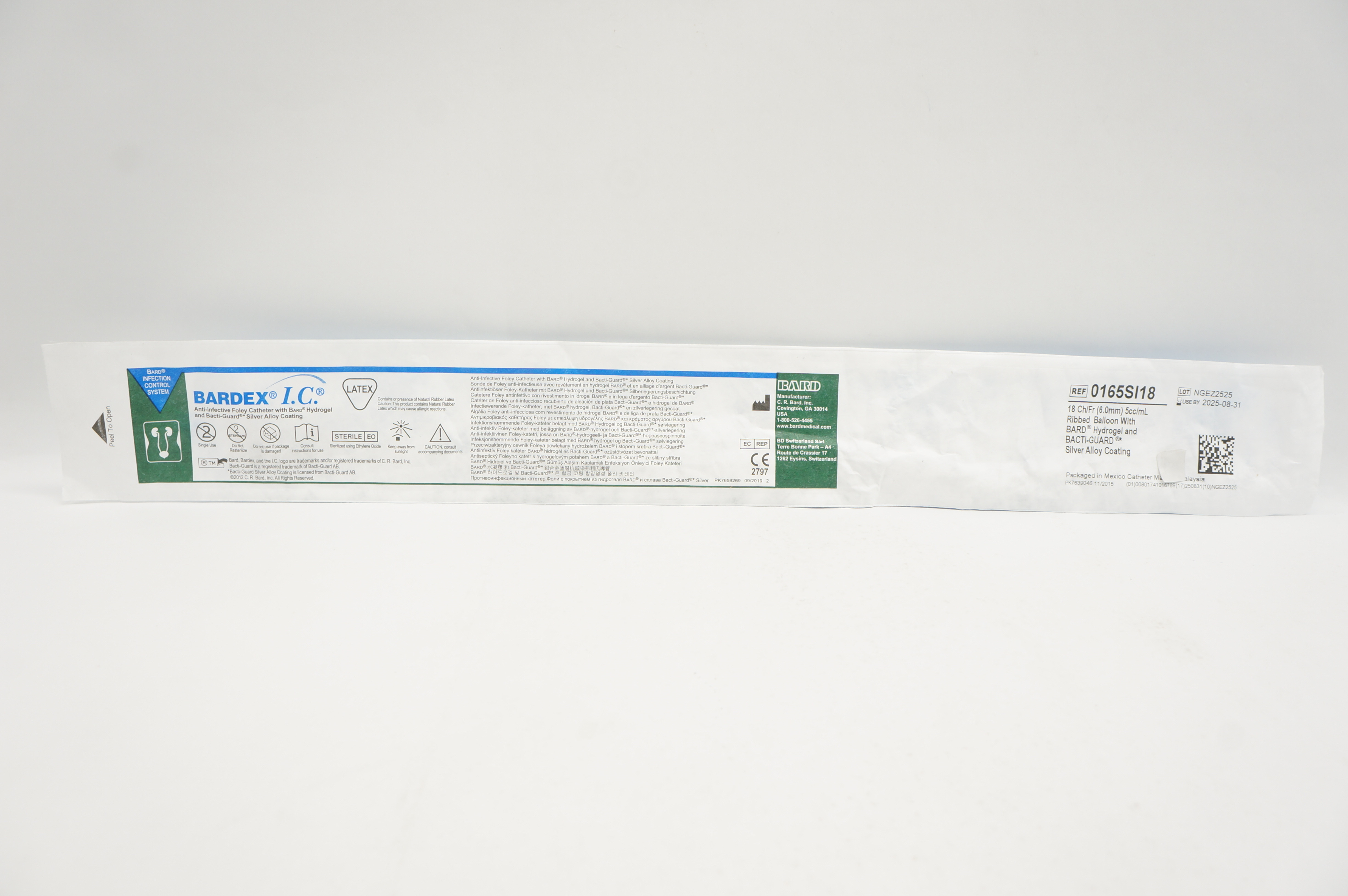 Bard 0165SI18 Bardex I.C. Anti-Infective Foley Cath. 18Ch/Fr x 5cc/mL