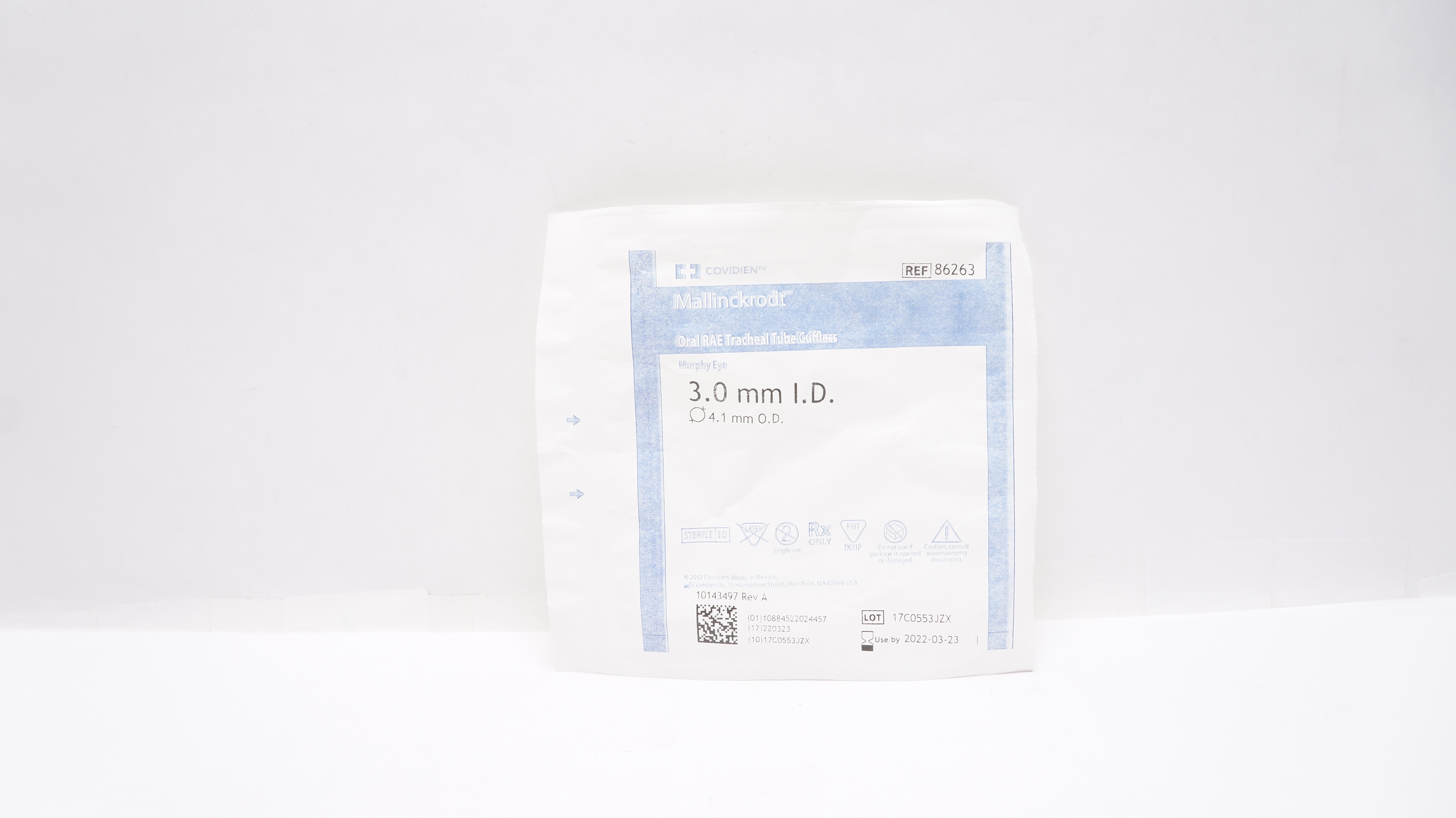 Covidien 86263 Mallinckrodt Oral RAE Preformed Tracheal Tube Uncuffed 3x4.1mm(x)