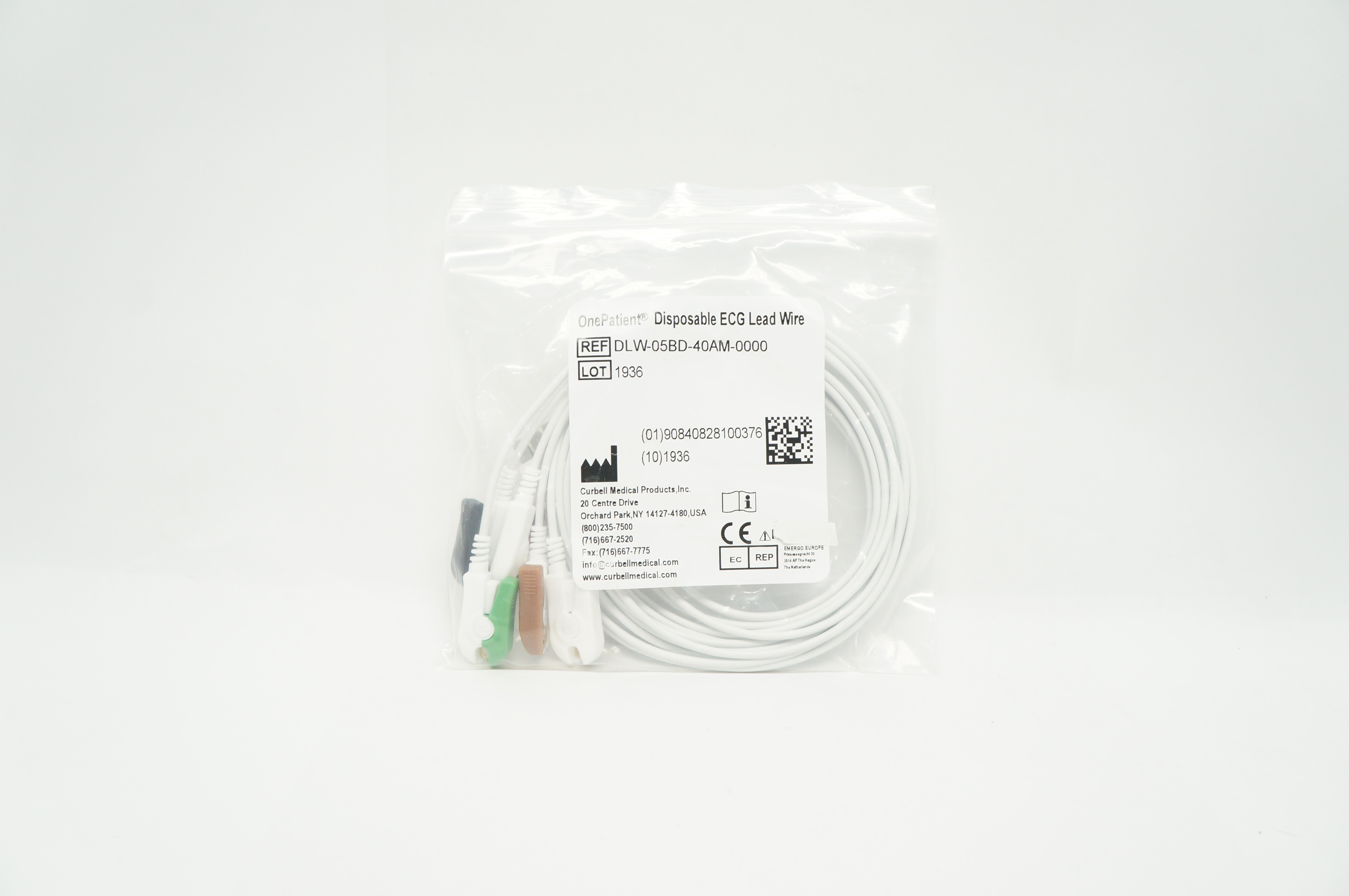 Curbell Medical DLW05BD40AM0000 OnePatient Disposable ECG Lead Wire