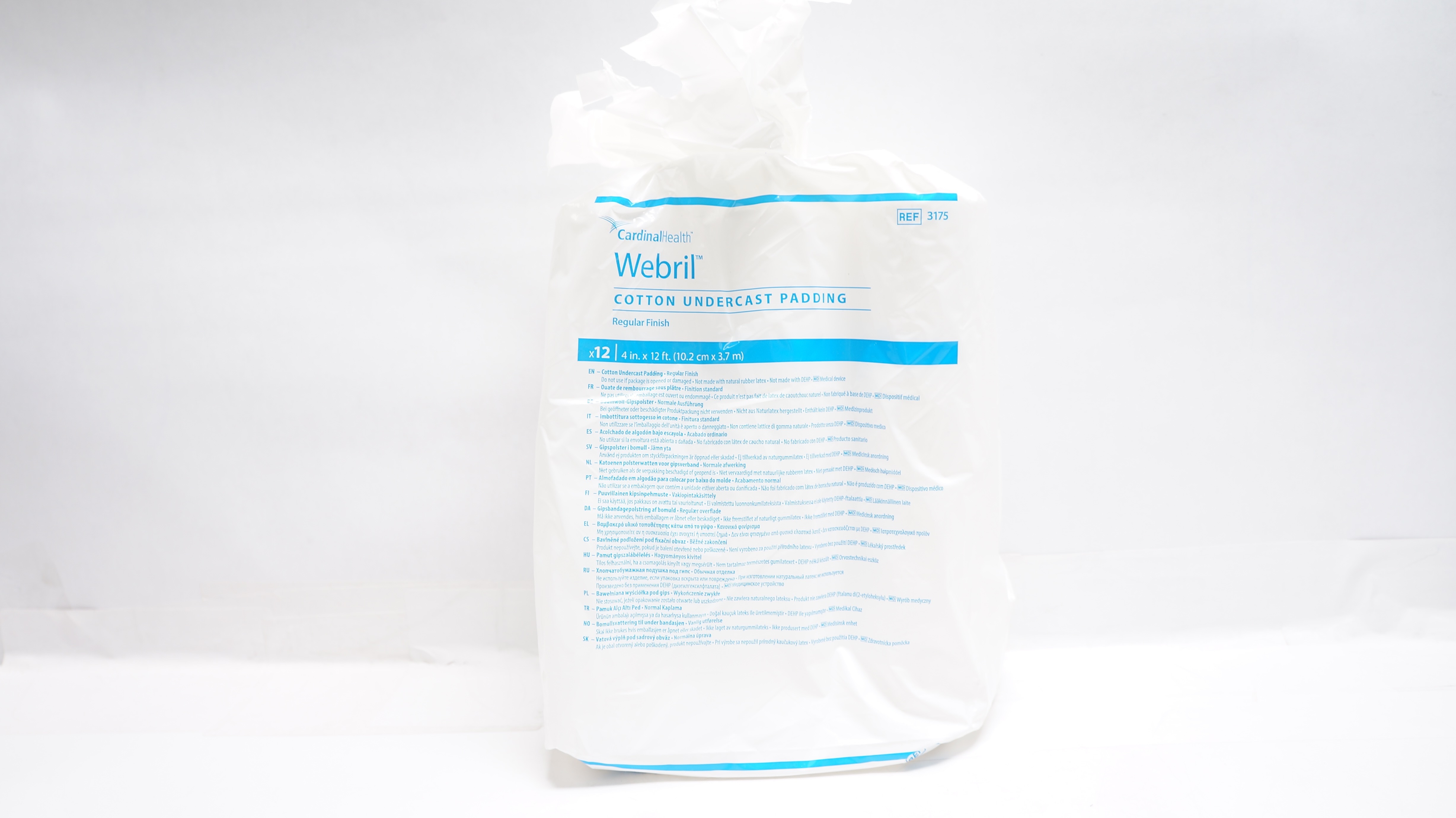 Cardinal Health 3175 Webril Cotton Undercast Padding 4inch x 12ft - Pack of 12
