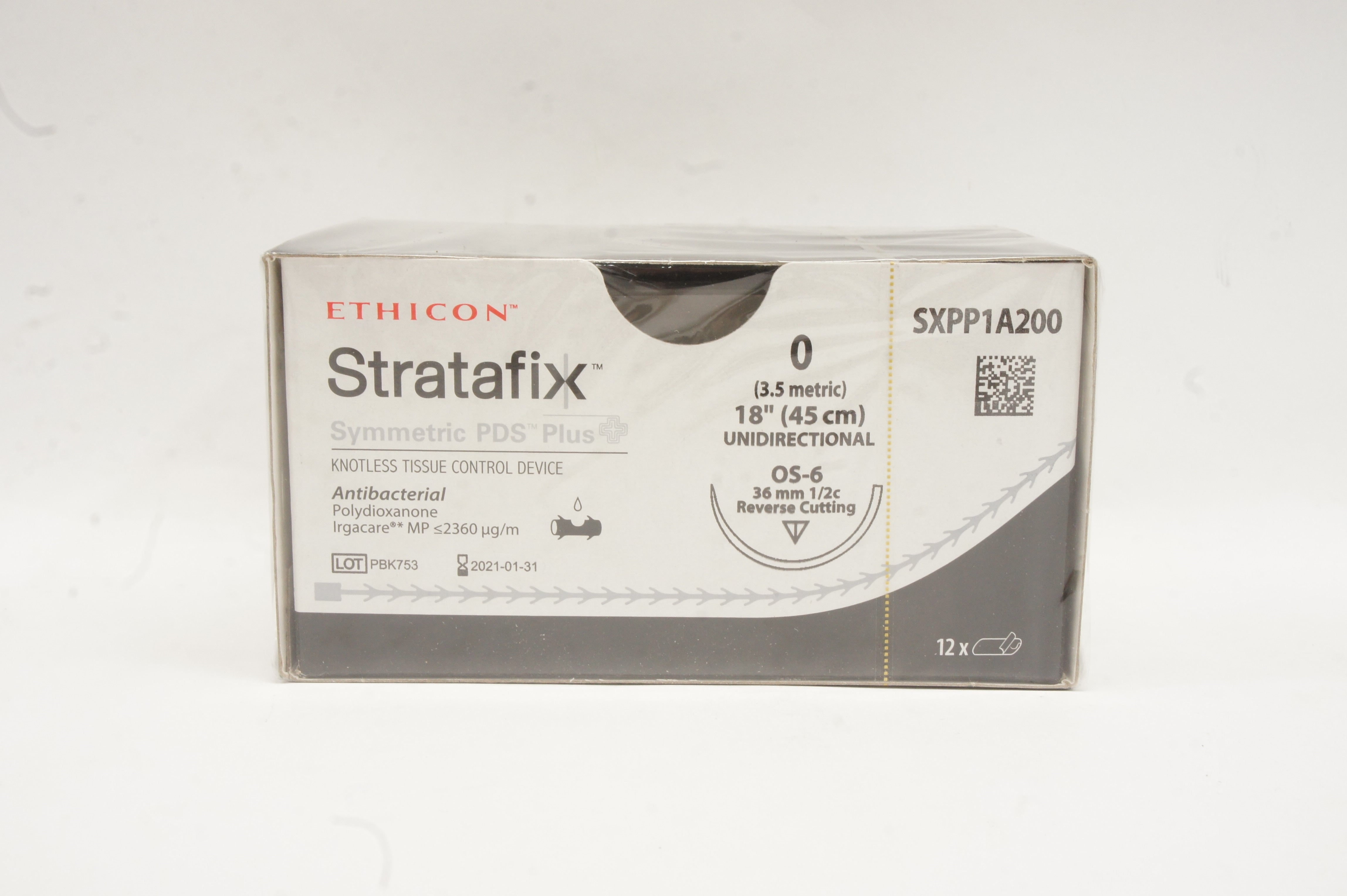 Ethicon SXPP1A200 0 Stratafix PDS Plus, OS6 36mm 1/2c, 18inch (x