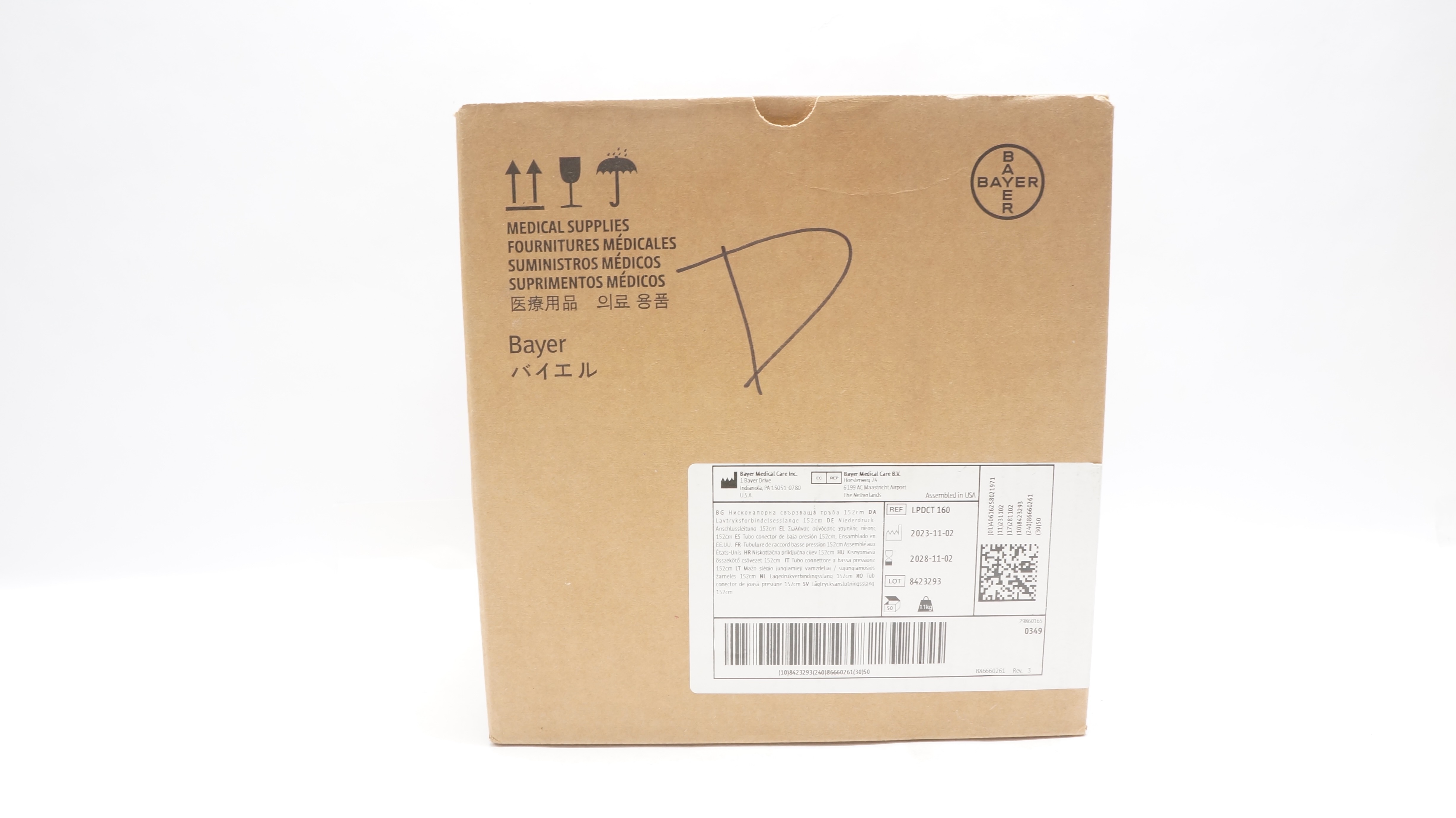 Bayer LPDCT 160 Low Pressure Connector Tube 60inch - Case of 50