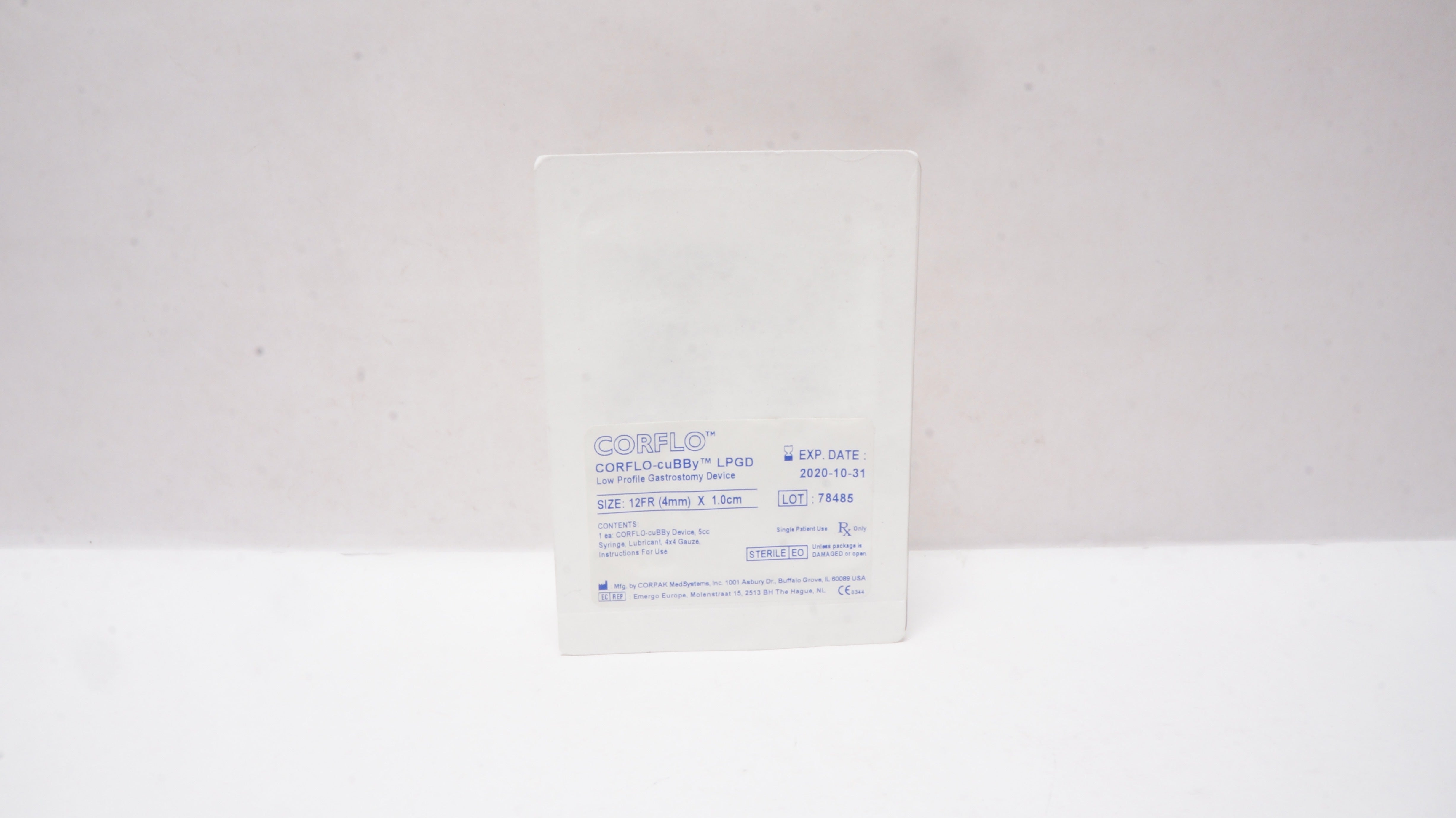 Corpak Decompression Corpak Corflo-cuBBy Low-Profile Gastrostomy Device 12Fr x 1.0cm (x)