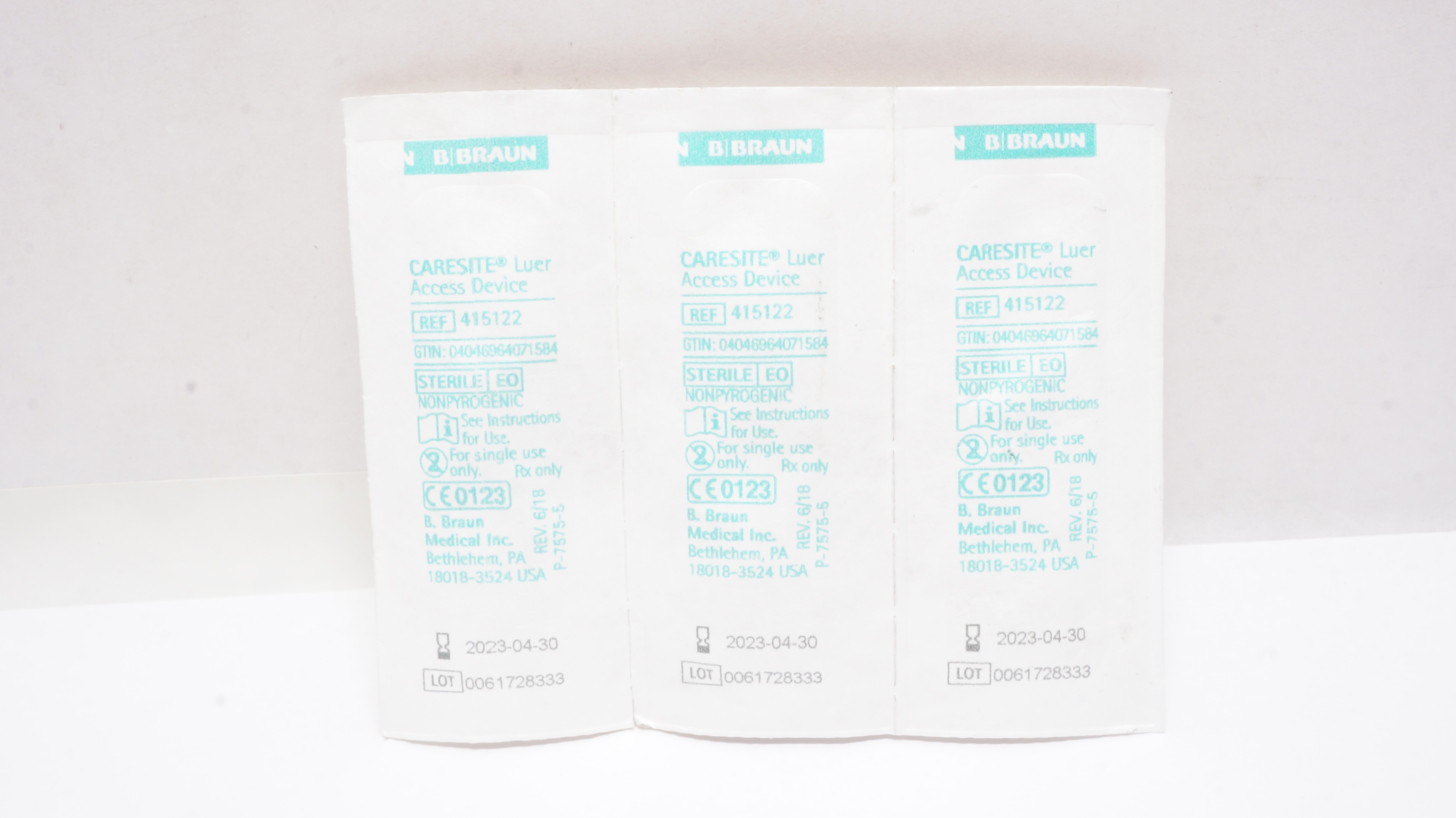 Braun 415122 CARESITE Luer Access Device - Pack of 3 (x)