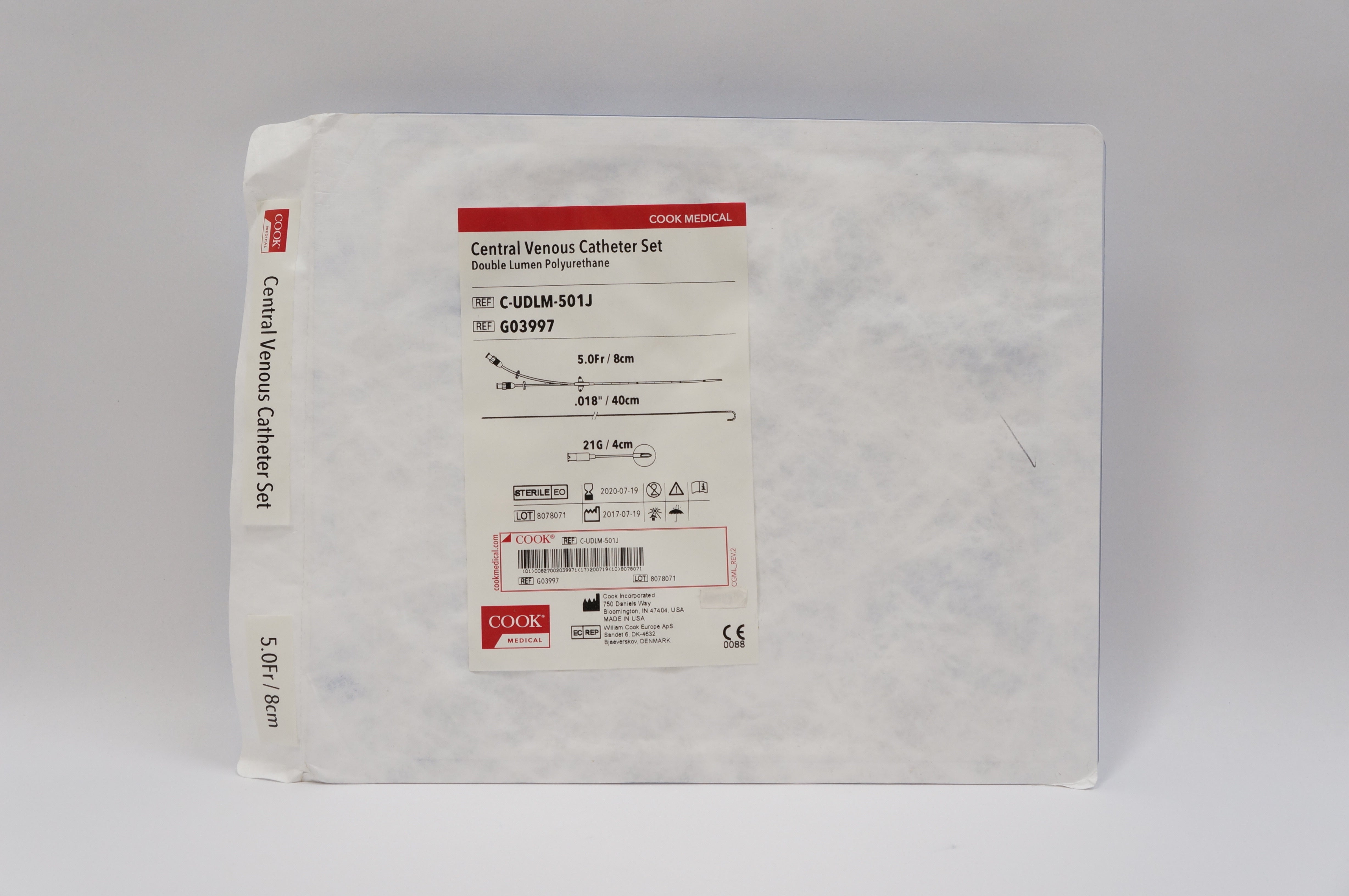 Cook G03997 Central Venous Cath. Set Double Lumen Polyurethane 8 x 40 x 4cm(x)